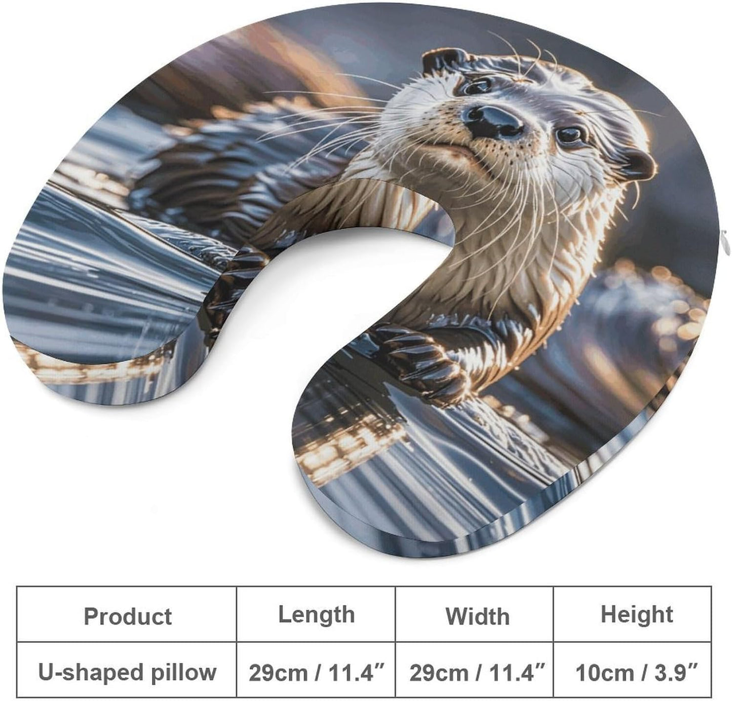 Otters Neck Pillow Memory Foam U Shaped Pillows Portable Pillows for Shoulder Travel Head Support Pillow with Concealed Zipper for Airplane Car Home Office