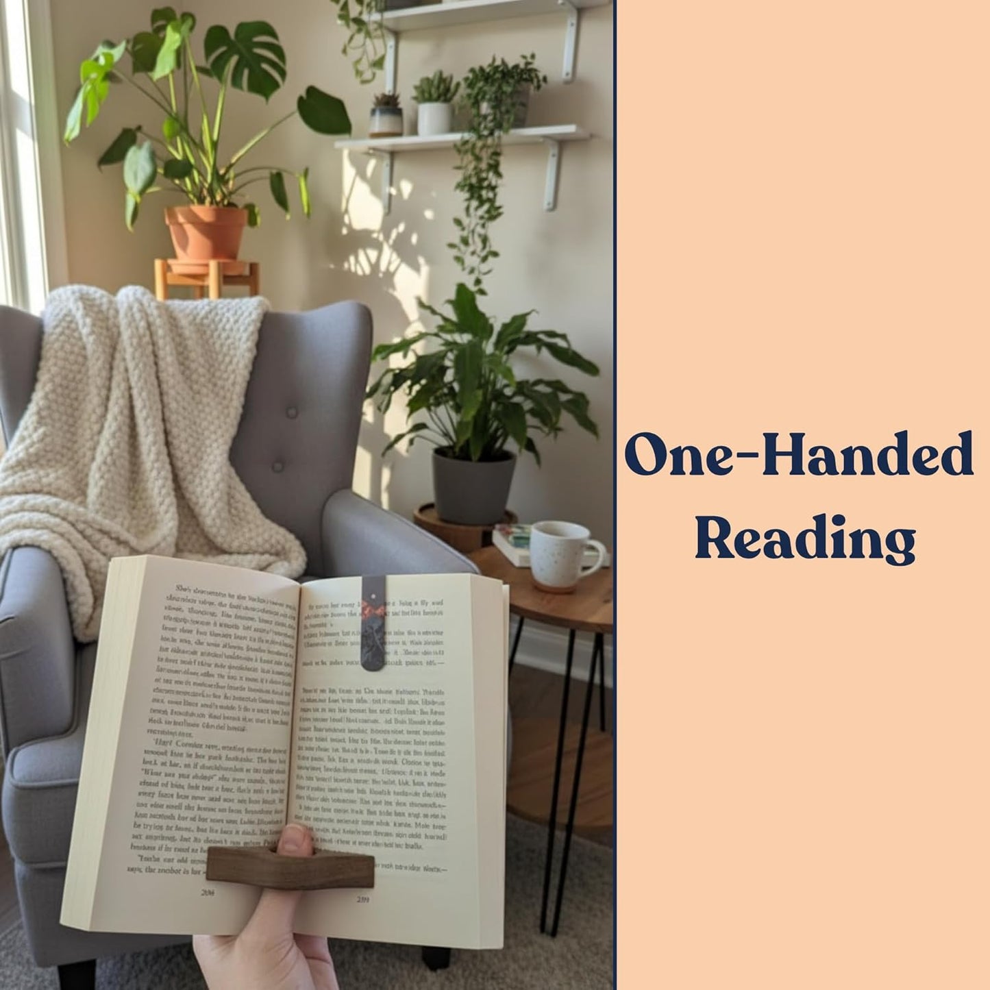 3 Piece Set: Ergonomic Wood Book Page Holder & 2 Magnetic Bookmarks - Thumb Book Opener - Ideal Reading Accessories & Gifts for Book Lovers