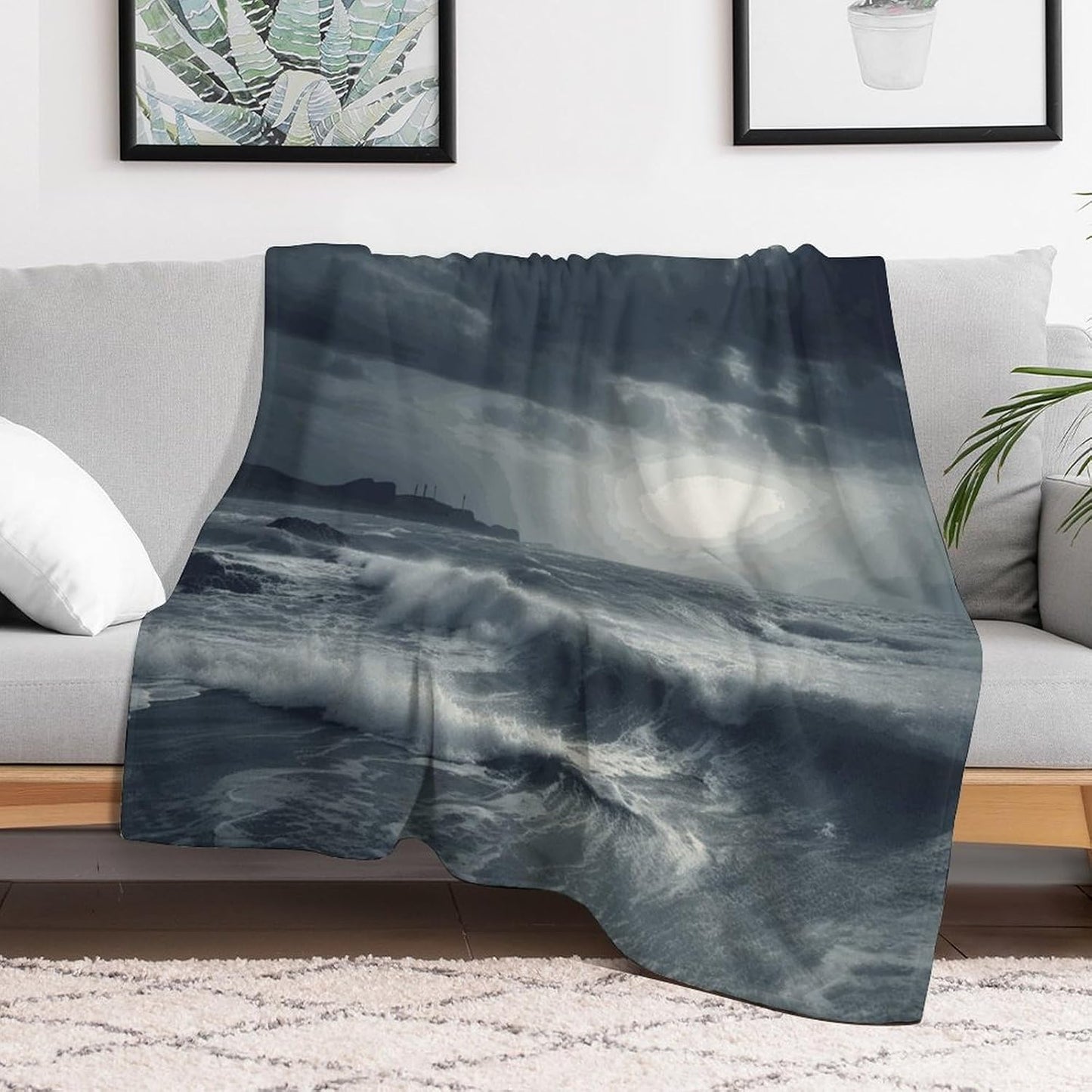Stormy Sea Blanket Super Soft Lightweight Throw Blanket Cute Cozy Warm Bed Blanket Decorative Fuzzy Blanket All-Season Home Decor Gift for Sofa Couch Living Room 60"*80"（150 * 200cm）