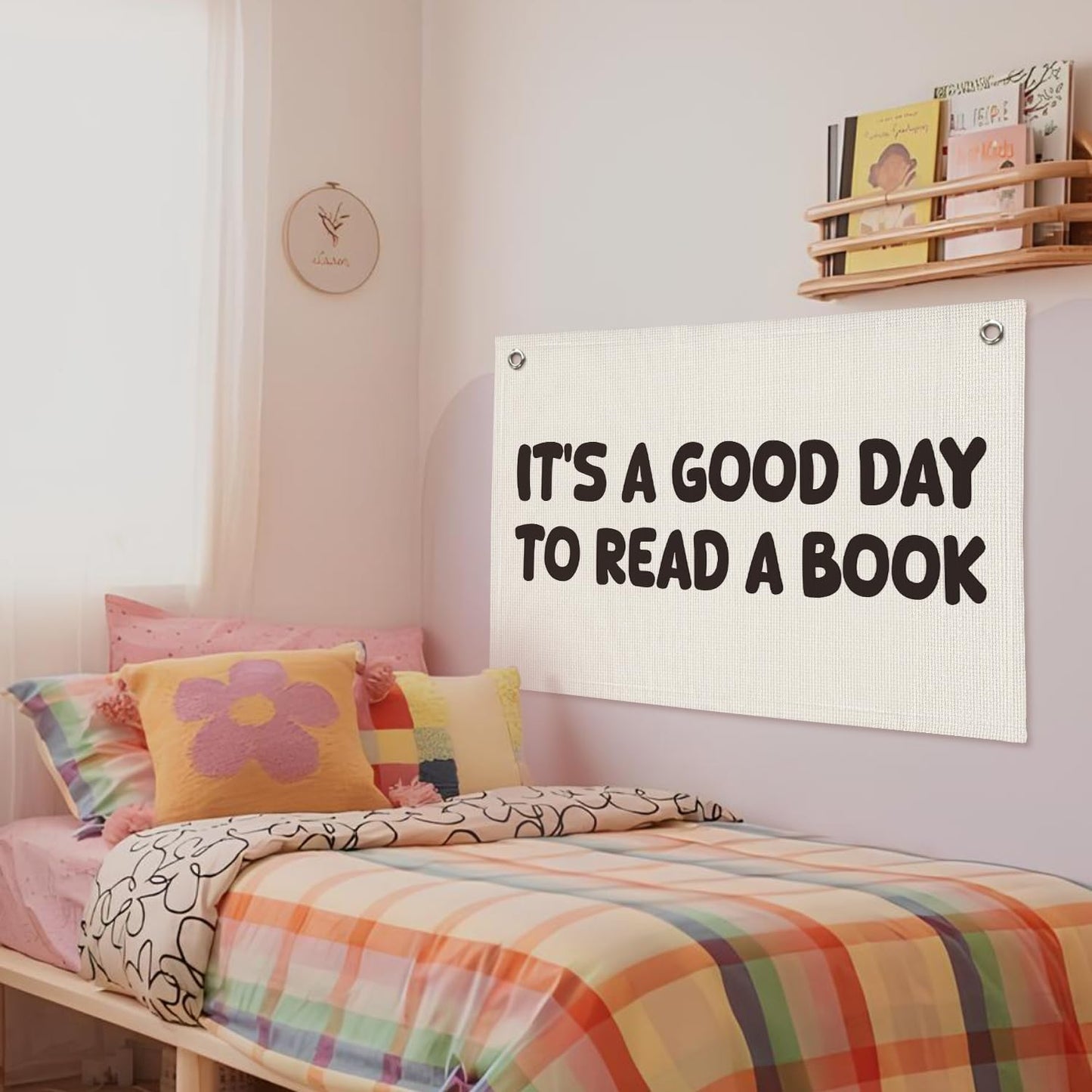 Classroom Decor, Reading Nook Decor, It's A Good Day To Read A Book Banner 20x30 Inch - Book Club Decorations, Kids Bedroom Wall Art, Bookworm Gift Idea, Cozy Reading Corner Playroom Wall Hanging