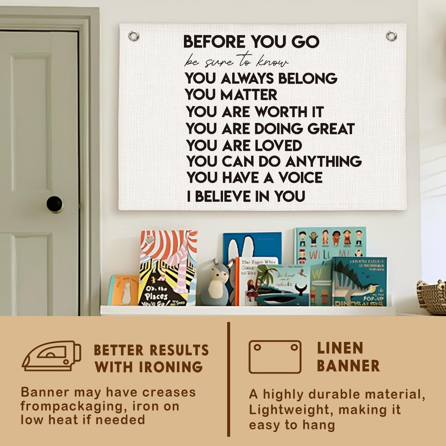 Lacama Mental Health Positive Affirmations Inspirational Wall Art for Classroom Therapist Office Decor, Inspirational Wall Hanging Banner Decor for Kids Teen Room Bedroom Playroom 30x20 Inch