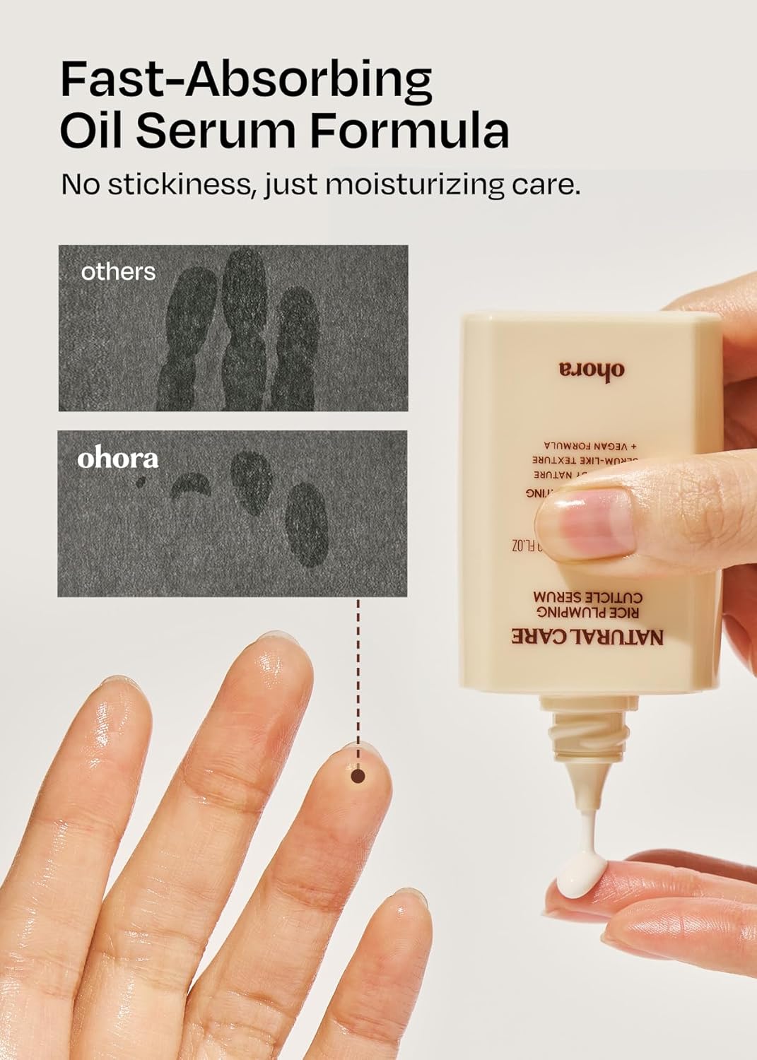 ohora Natural Care Rice Plumping Cuticle Serum – Hydrating Nail Serum with Rice & Soybean Extract, Collagen, Vitamin E & Peptides – Fast-Absorbing, Non-Greasy Nail & Cuticle Care