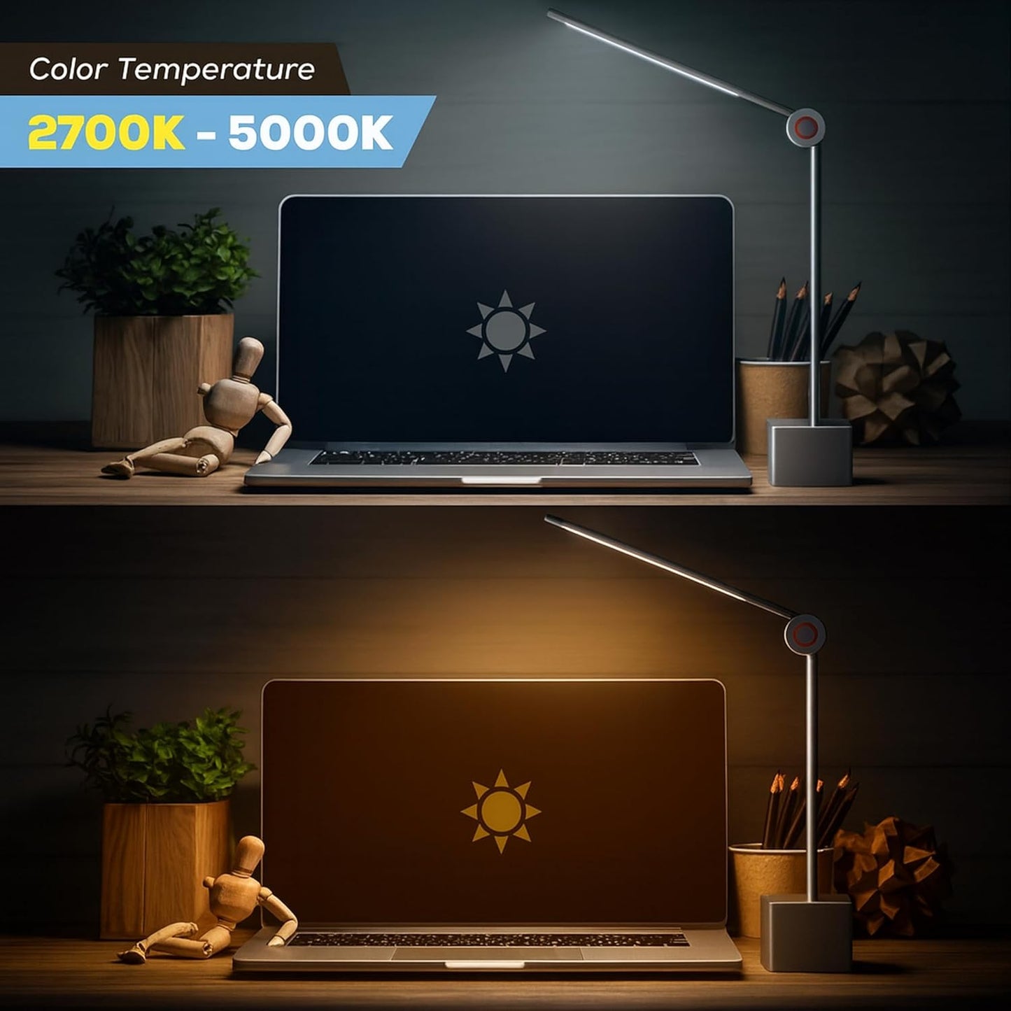 Ligoe Minimalist Home Office Desk Lamp by LINKSTYLE — Foldable Desk Light, Eye Protections LEDs, Dimmable Lights, App Control