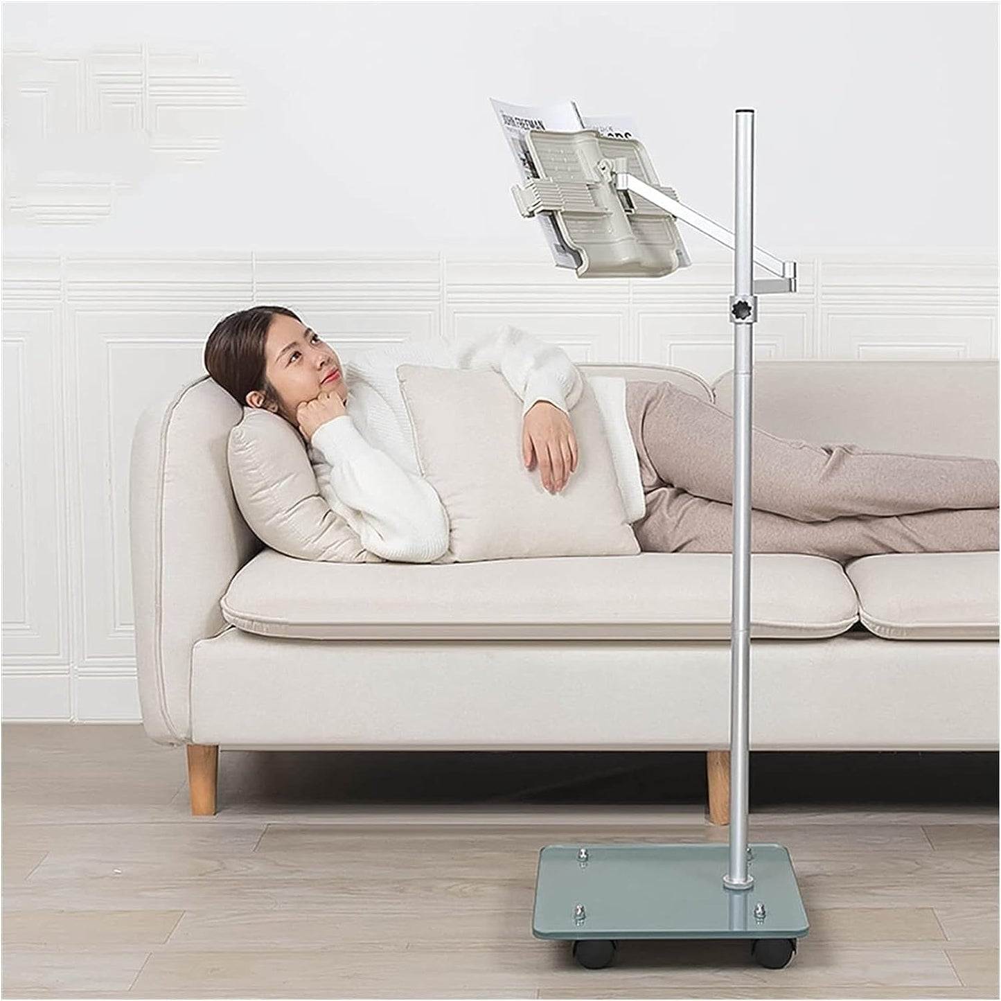 Reading Stand with Clamp, Rest Bookrest Holder,Cook Book Floor Stand, Foldable 360 Degree Rotating Angle, Sturdy Aluminum Metal Base (Color : Multi-Colored, Size : No lamp) (Multicolor No lamp)