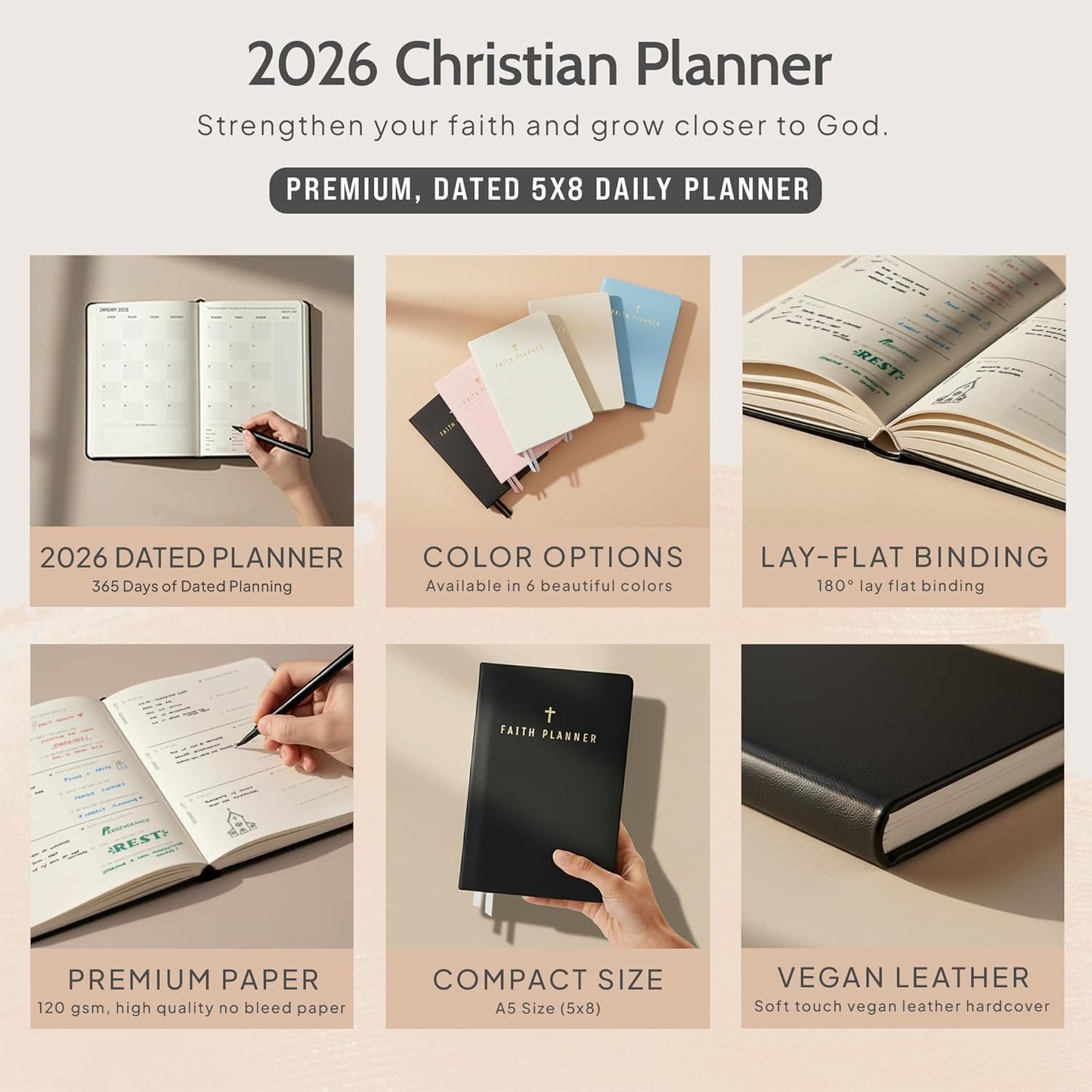2026 Christian Planner & Prayer Journal | Strengthen Your Relationship with God and Better Navigate His Path for You | Daily Planner w/Bible Verses, Prayer Prompts, & Habit Tracking (White)