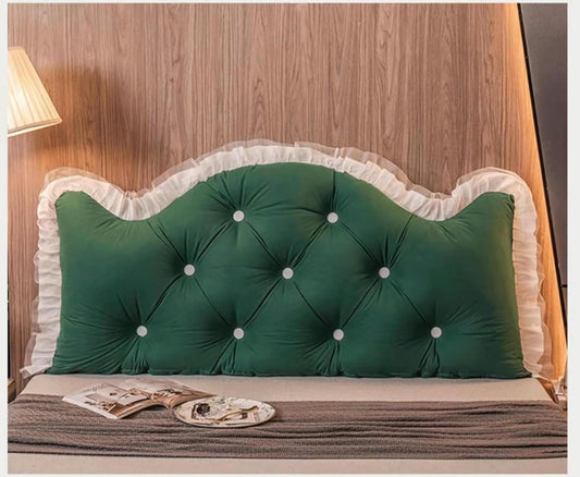 Large Bolster Cushion Upholstered Headboard Rest Support Reading Pillow, with Removable Cover and Fastening Straps for Neck & Lumbar Support(Size:35"/90cm,Color:Blue)