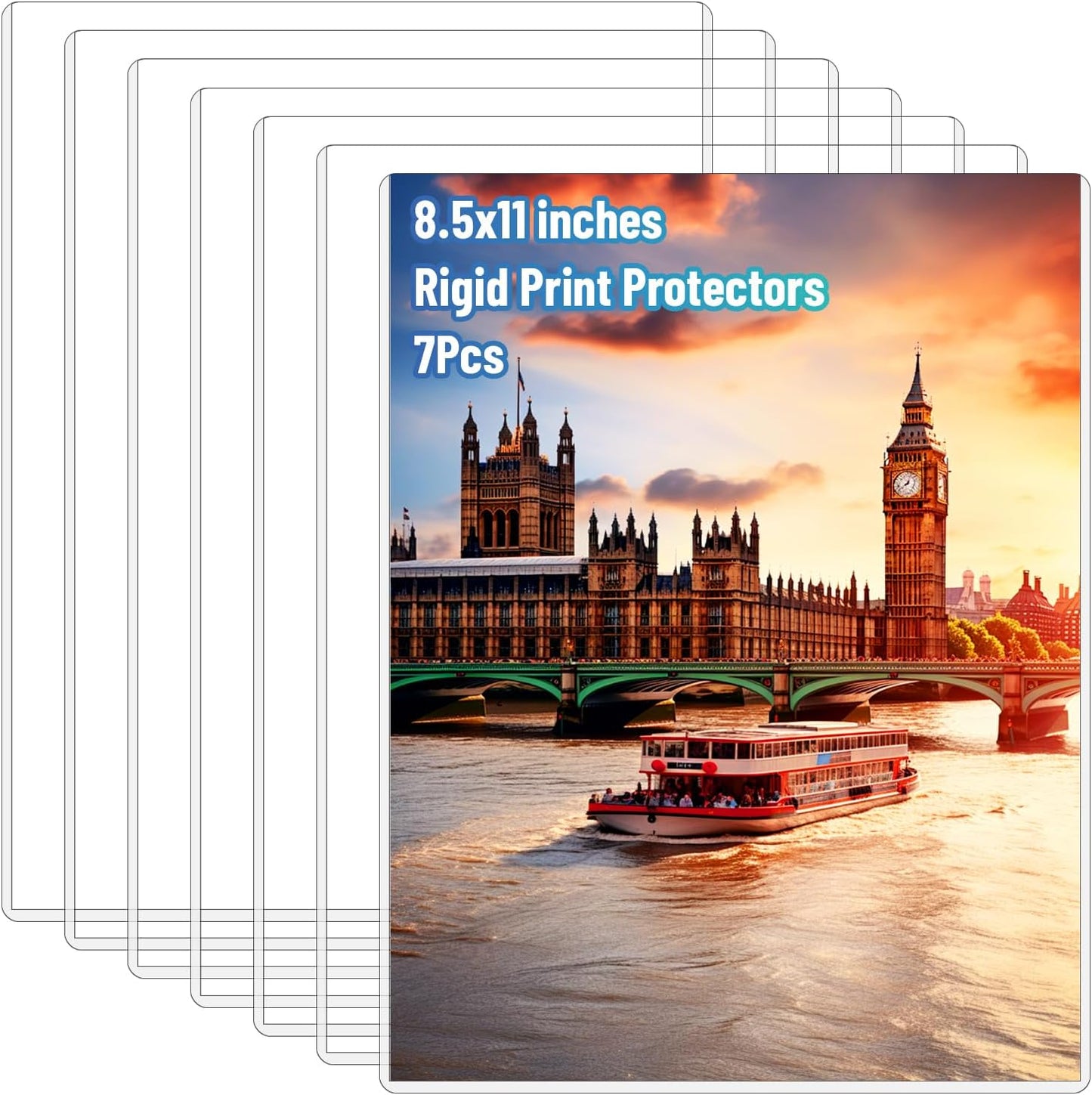 7 Pcs 8.5 x 11 Document Toploaders, Premium No Holes Sheet Protectors Crystal Clear View Page Sleeves Protector, Waterproof Rigid Card Sleeves Plastic Page Protectors for Photos Prints Menu Covers