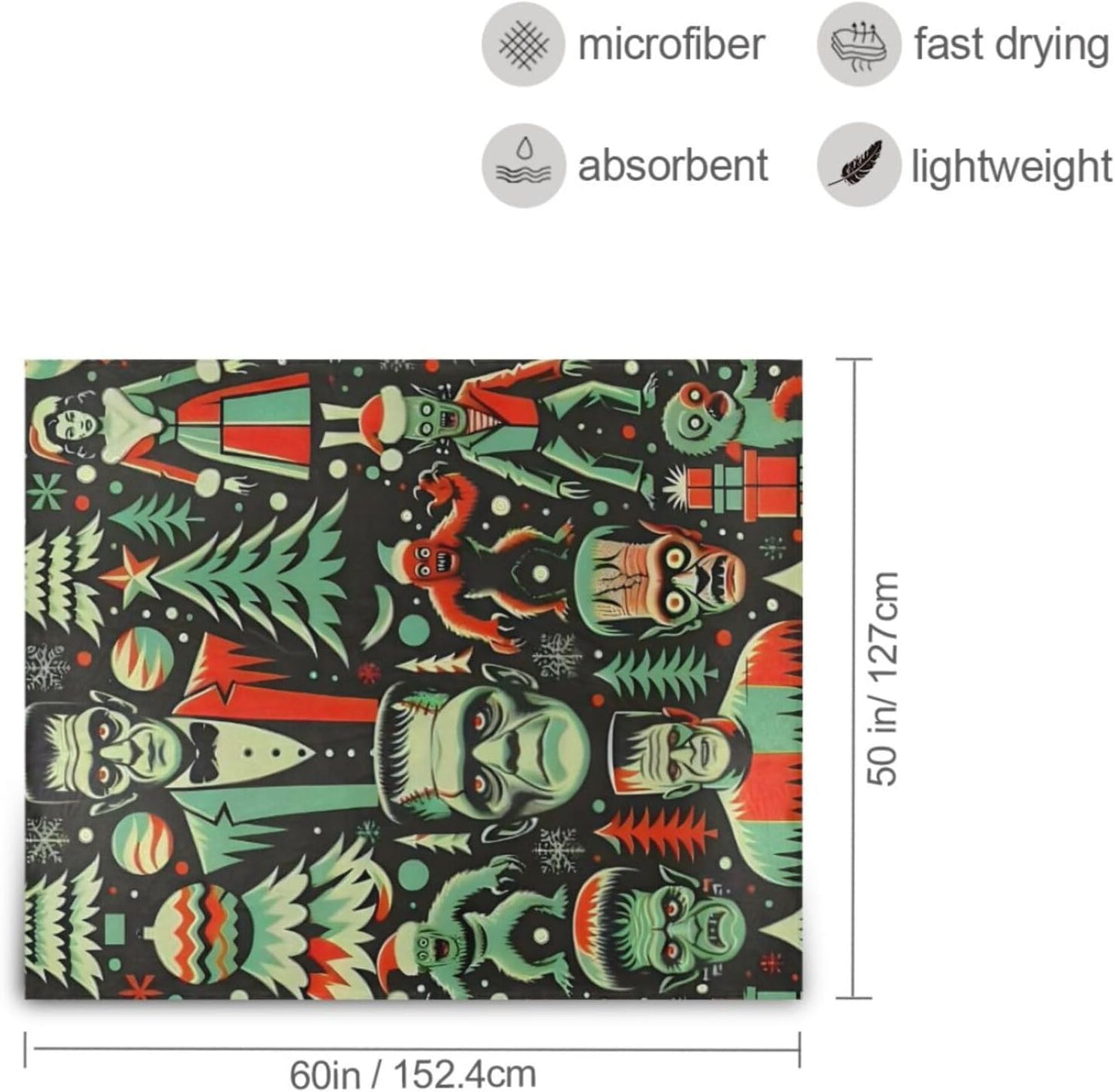 Christmas Frankenstein Throw Blanket for Girls Boys,50" x60",Lightweight Fuzzy Flannel Blanket for Couch, Sofa, Bed,Travel