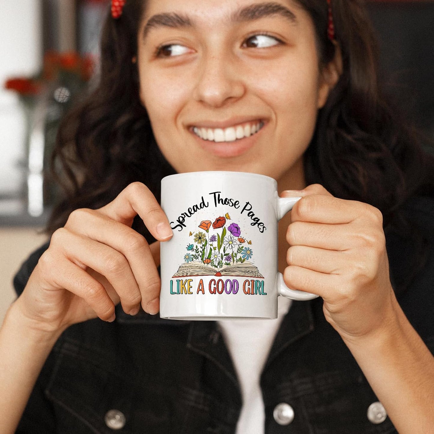 Book Lover Mug - Spread Those Pages Like a Good Girl - Funny Reader Gift Idea For Mens and Womens White 11oz Ceramic Coffee Mug