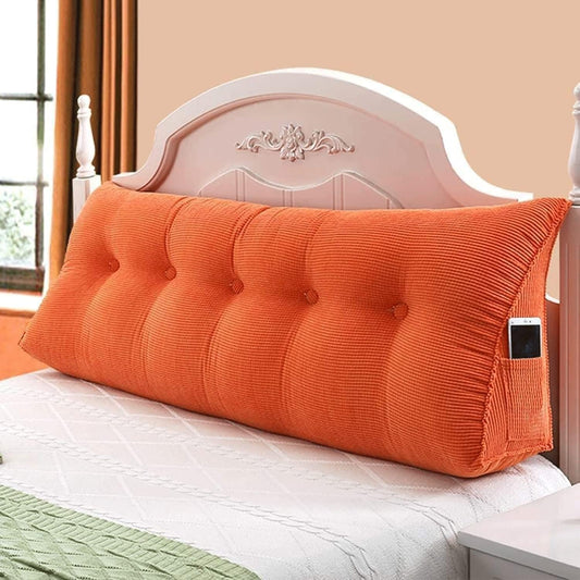 Triangular Headboard Backrest Wedge Cushion Soft Positioning Support Reading Pillow Bedside Lumbar Pad Removable(Size:120x50cm(47x20inch),Color:Orange)