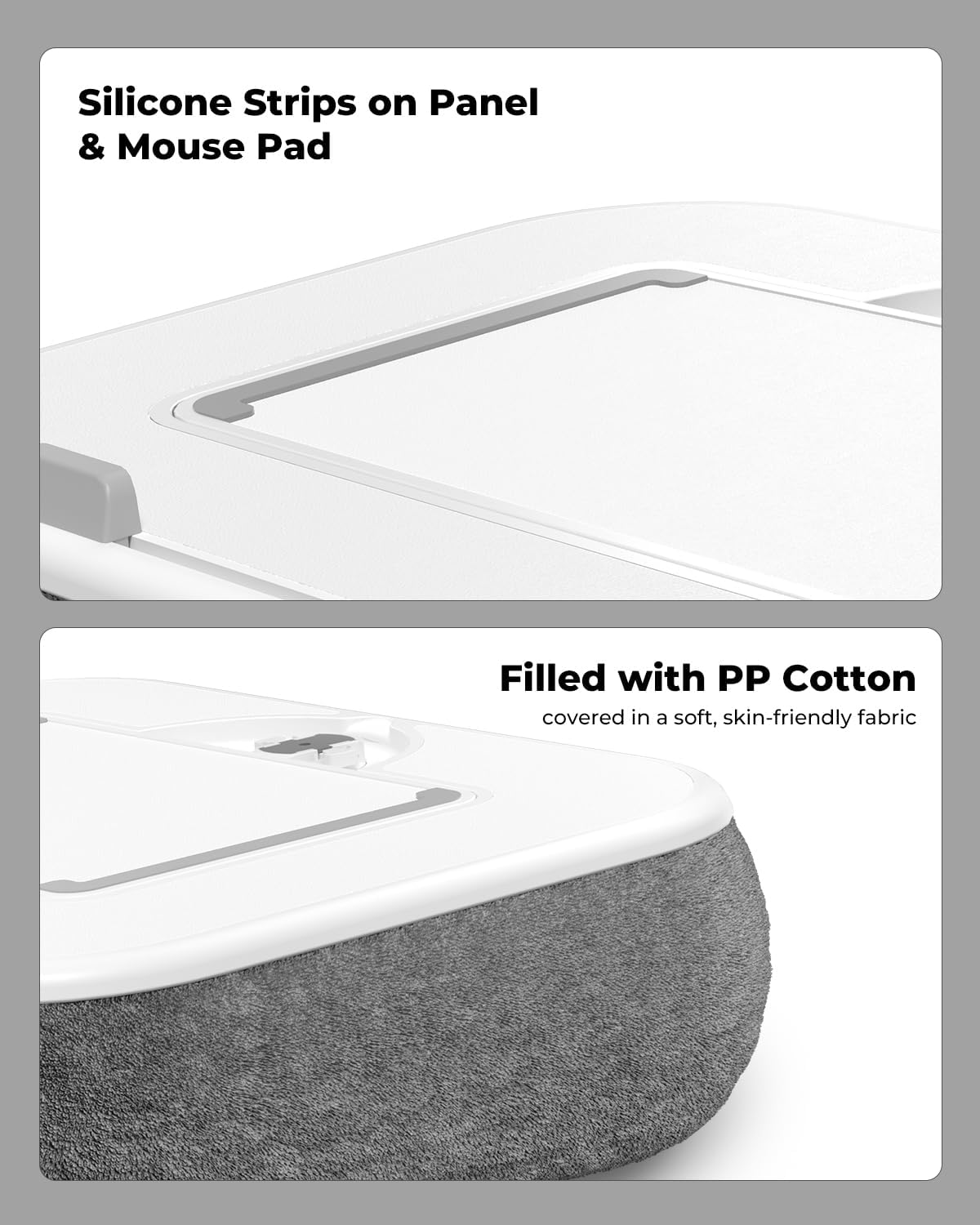 Kindle Pillow Stand with Lap Desk, Adjustable iPad Holder for Bed, 360° Swivel Tablet Arm, Laptop Desk with Mouse Pad, Snack Bowl & Cup Holder, Fits 4.7–13” Tablets & 15” Laptop