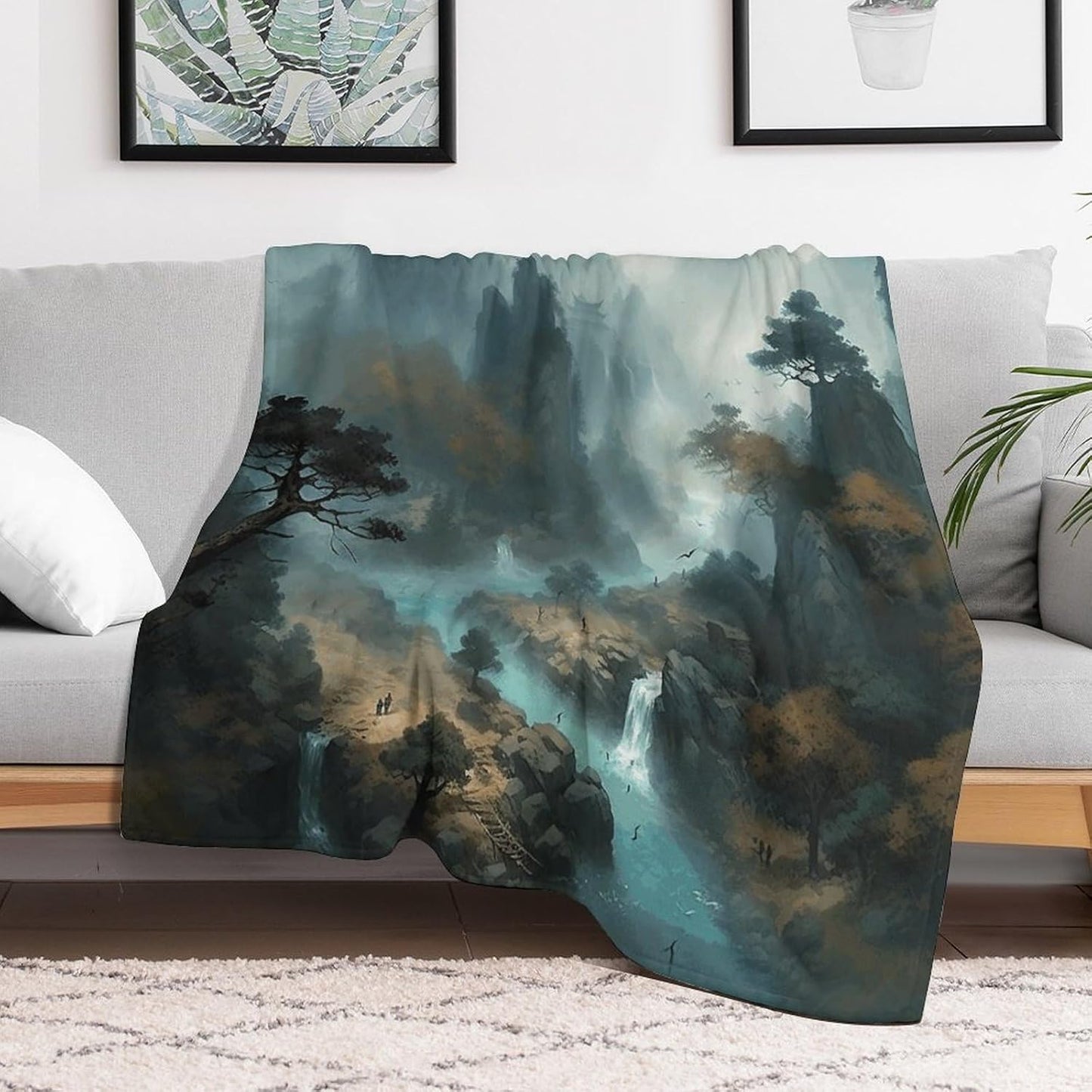 Water and Rocks Throw Blanket for Couch Super Soft Warm Lightweight Throw Blankets Cozy Flannel Bed Blanket Cute Decorative Blankets for All Seasons Home Decor Gift 40"*50" （100 * 130cm）