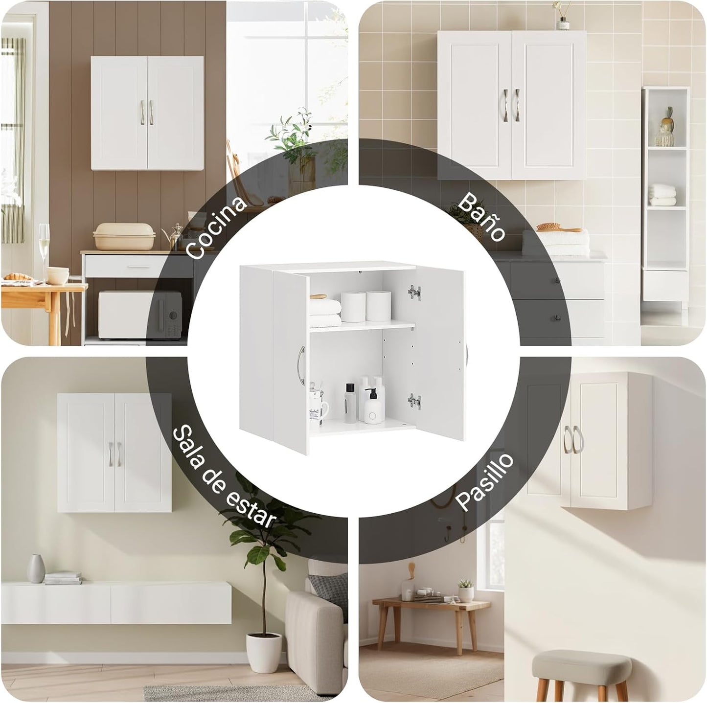 Haotian Wall Cabinet Laundry Room, Medicine Cabinet for Bathroom Kitchen Garage, Wall Storage Cabinet with Adjustable Shelf, White FRG231-W