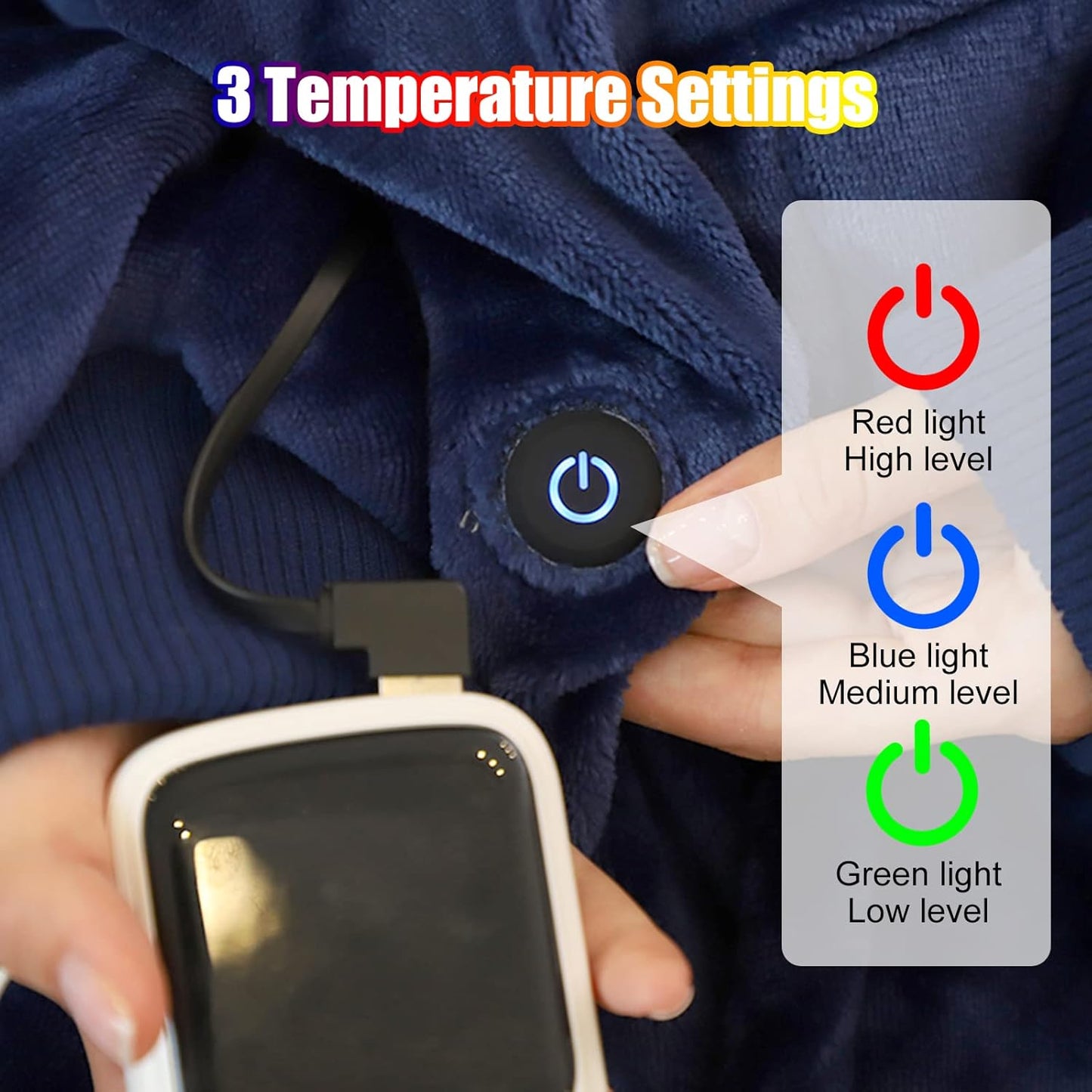 WOOLALA USB Heated Wearable Blanket, Oversized Lazy Hoodie with Large Heating Area on Back Cozy Sherpa Sweatshirt