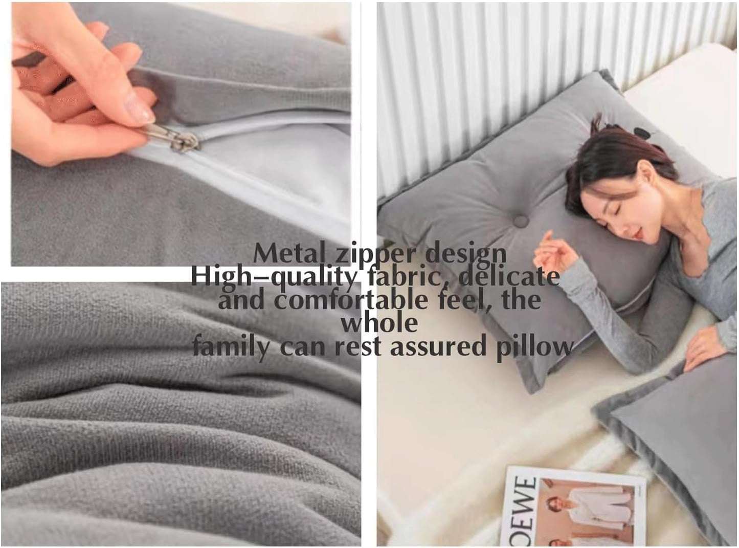 Large Pillow Headboard Tatami Combination Reading Cushion The Waist Lumbar Pad Sofa Pillow Cushion(Size:90cm /35.4in(1pc),Color:Grey)