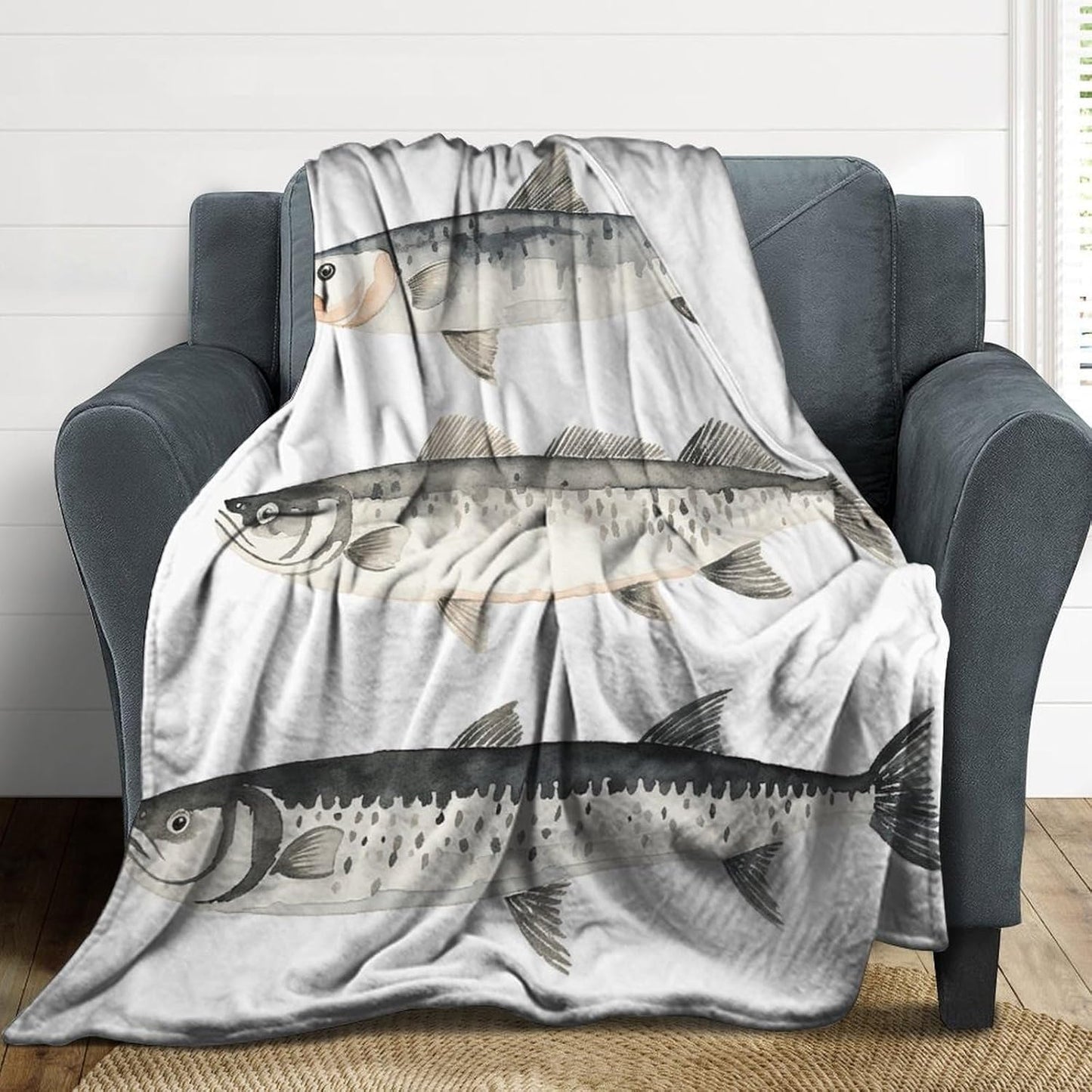 Different Types of Cod Throw Blanket for Couch Super Soft Warm Lightweight Throw Blankets Cozy Flannel Bed Blanket Cute Decorative Blankets for All Seasons Home Decor Gift 60"*80"（150 * 200cm）