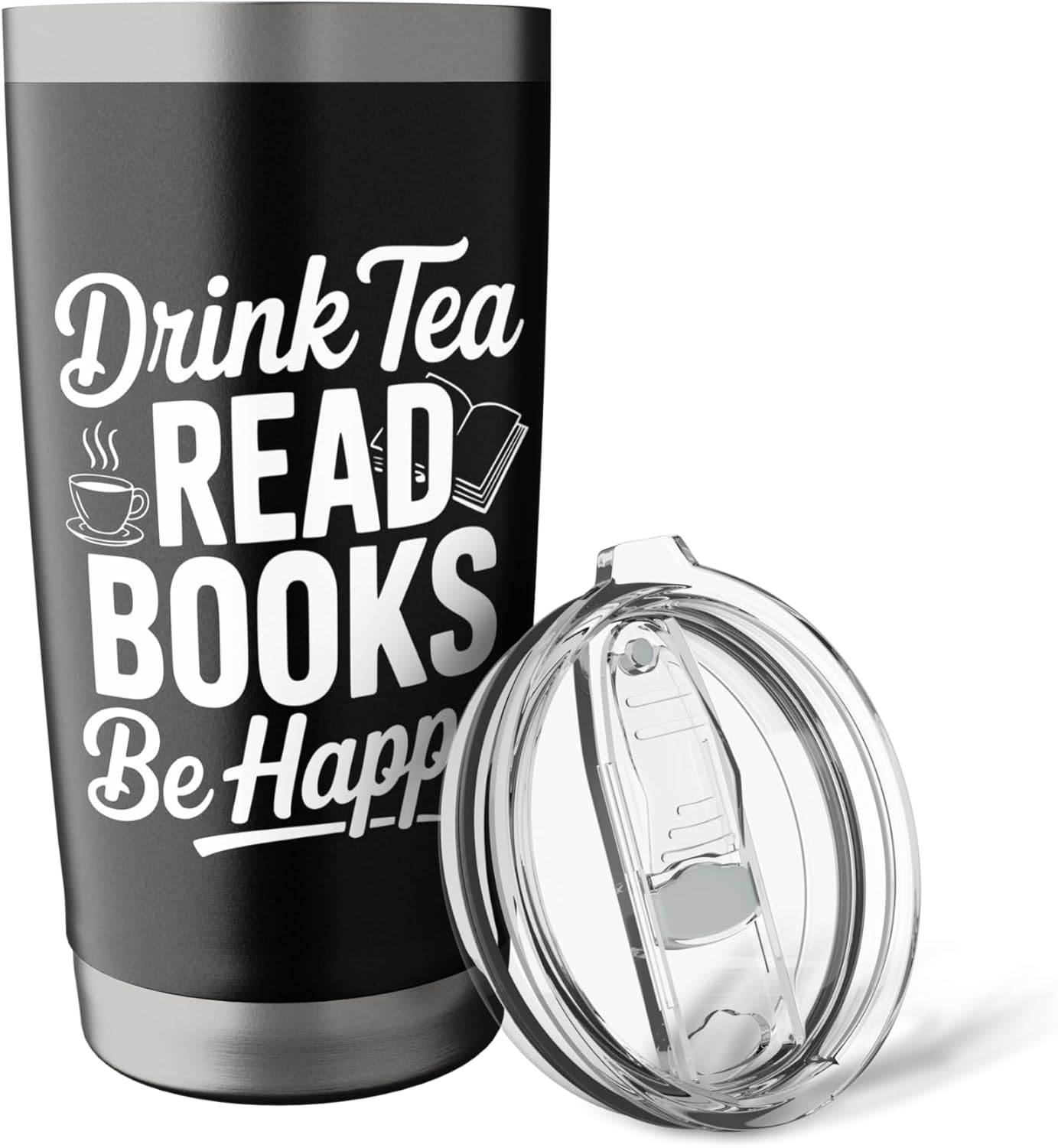Drink Tea, Read Books, Be Happy Inspirational Quote Stainless Steel Insulated Tumbler