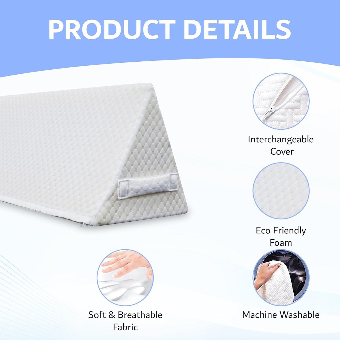 Triangle Foot Pillow - Optimal Restful Sleep Blanket Elevation Wedge Pillow, Comfortable Sleep Leg Pillow, Ankle Support Pillow, Recommended for Back/Knee/Hip Pain