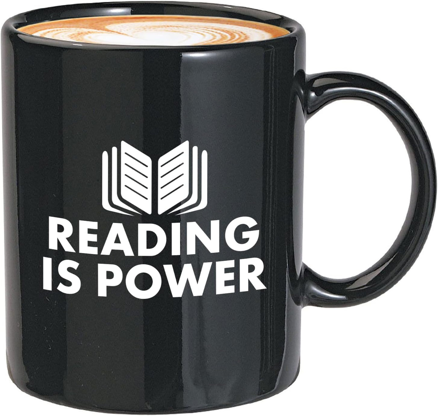 Book Lover Coffee Mug 11oz Black - Reading is power - Literary librarian Literature Bookworm Historian Public Library Curator Bibliophile Bibliolater