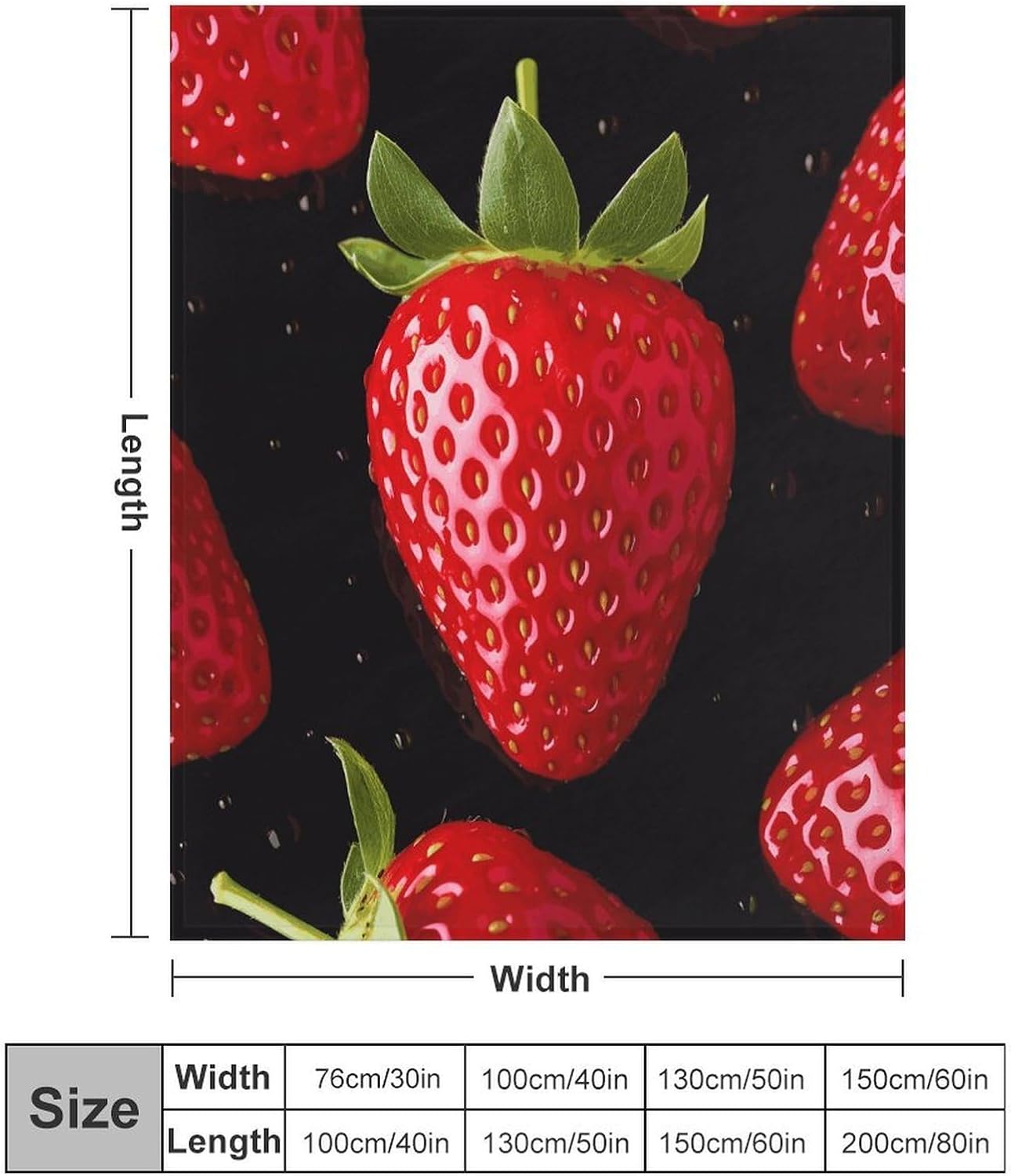 Strawberry Blanket Super Soft Lightweight Throw Blanket Cute Cozy Warm Bed Blanket Decorative Fuzzy Blanket All-Season Home Decor Gift for Sofa Couch Living Room 30"*40"（76 * 100cm）