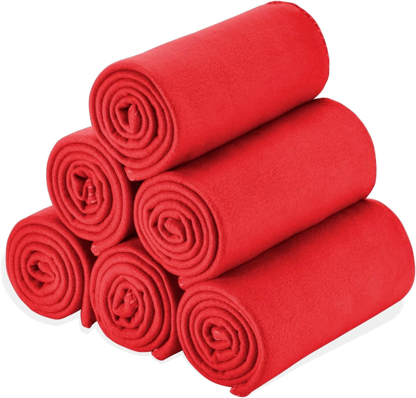 Fleece Throw Blanket 50x60 Bulk Pack of 6 Red