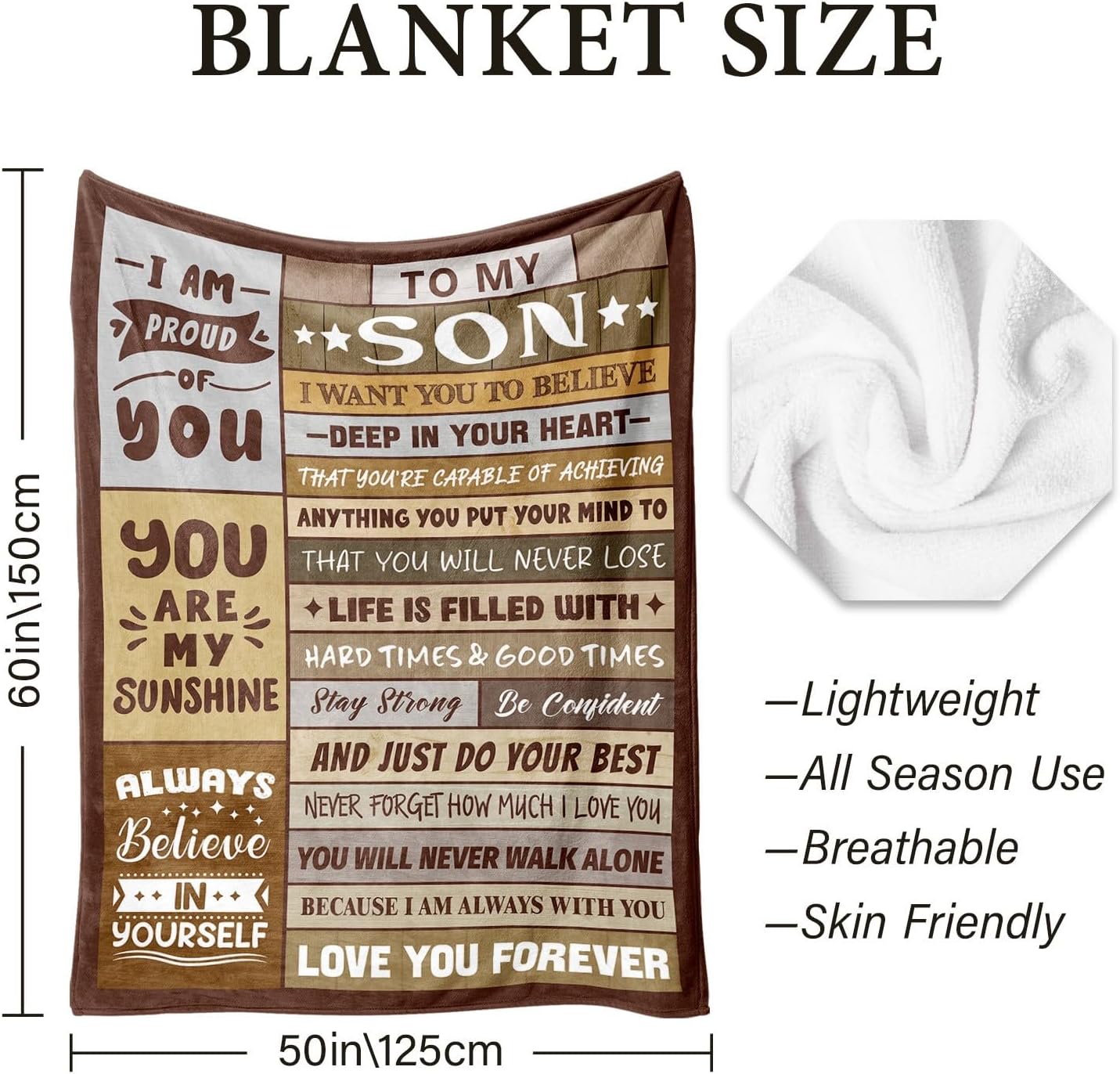 Gifts for Son Adult - Son Gifts from Mom Dad - Best Birthday Gifts for Son - Adult Son Gift Ideas - Christmas Valentines Day Graduation Gifts for Son - to My Son's Blanket 50"X60"