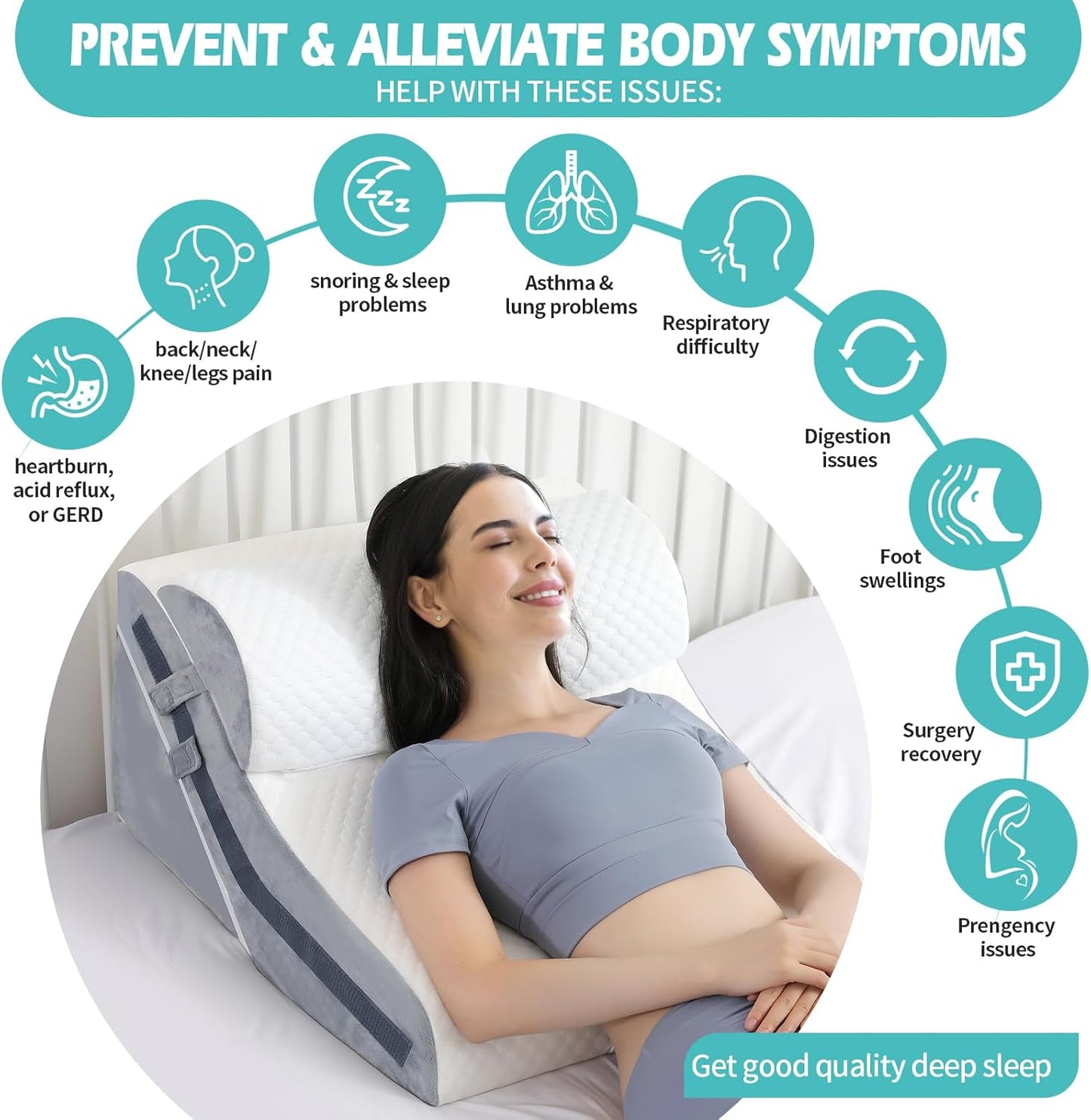 Wedge Pillow for Sleeping, Orthopedic Bed Wedge Pillow Set, 15-in-1 Adjustable Memory Foam Wedge Pillows Post Surgery, 9 &16 & 20 inches Height 3-in-1 Incline Pillows Wedges for Back Pain/Acid Reflux
