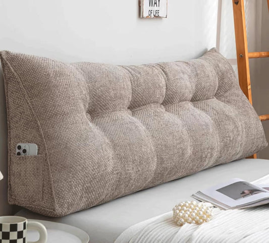 Headboard Pillows Triangular Reading Bed Rest Pillow Bed Wedge Pillow for Headboard Large Bolster for Bed Backrest Pillows for Sitting in Bed(Size:100x50x20cm,Color:Rice Coffee)