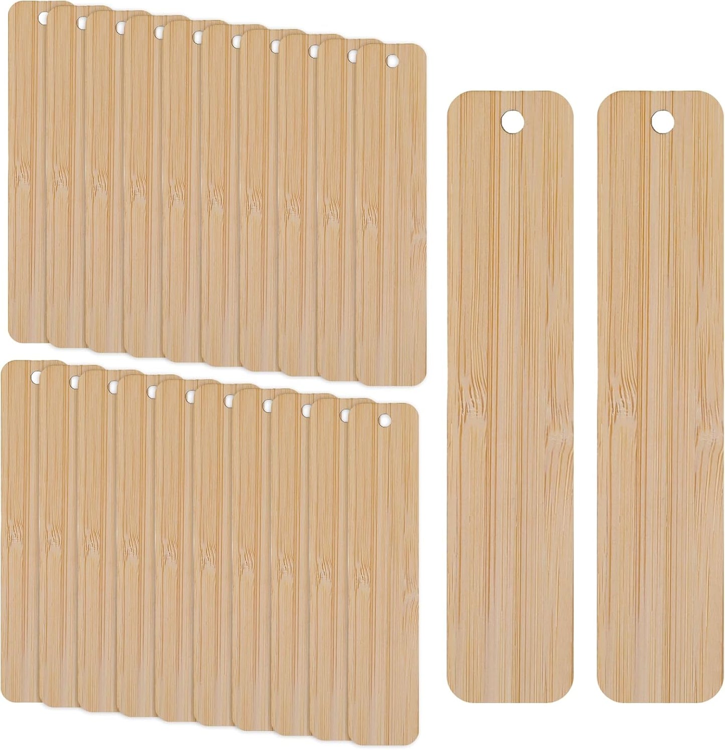 20 Pack Blank Bamboo Bookmark, 4.7 Inch Unfinished Craft Tags Engraving Bamboo Blanks Bookmarks Rectangle Wood Hanging Tags for DIY Gifts Book Marking Crafts Decors