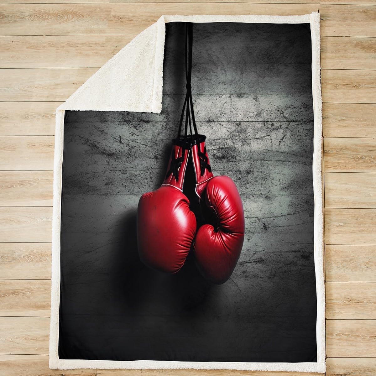 Castle Fairy Boxing Gloves Bed Blanket Kids Girls Boxing Sherpa Blanket Soft Cozy Lightweight Sports Games Theme Plush Fleece Red and Gray Blanket Gifts for Couch Bed Chair Office Sofa(Throw 50"x60")