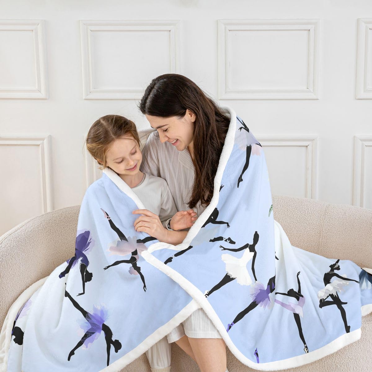 Erosebridal Girl Sherpa Blanket Ballet Flannel Blanket Dancing Theme Throw Blanket Trippy Bed Blanket for Bedroom Decorative Soft Plush, Classical Graceful Style Room Decoration Throw