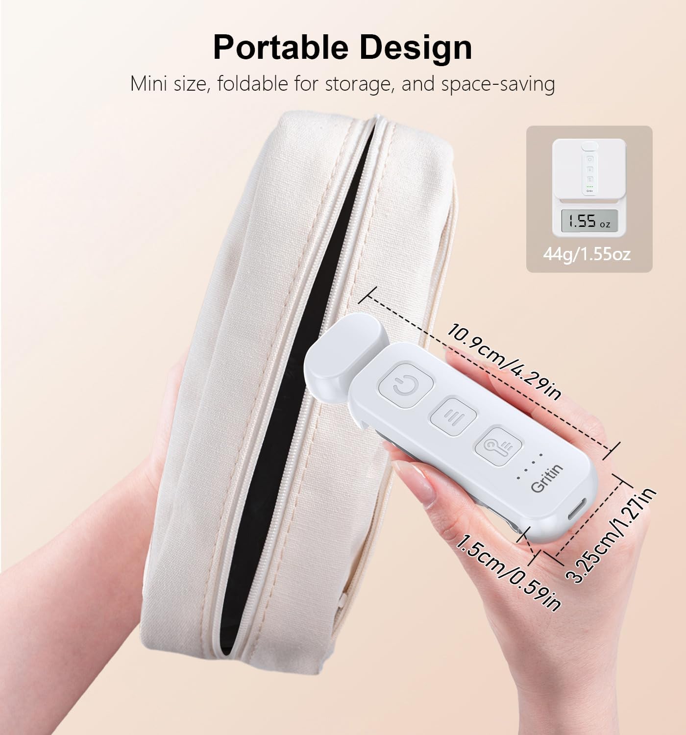 Gritin Reading Light, Rechargeable Book Light for Reading in Bed - Eye Caring 3 Color Temperatures, 5-Level Dimmable Brightness, Long Lasting, Compact Size Clip on Book Lamp for Bookworms-White
