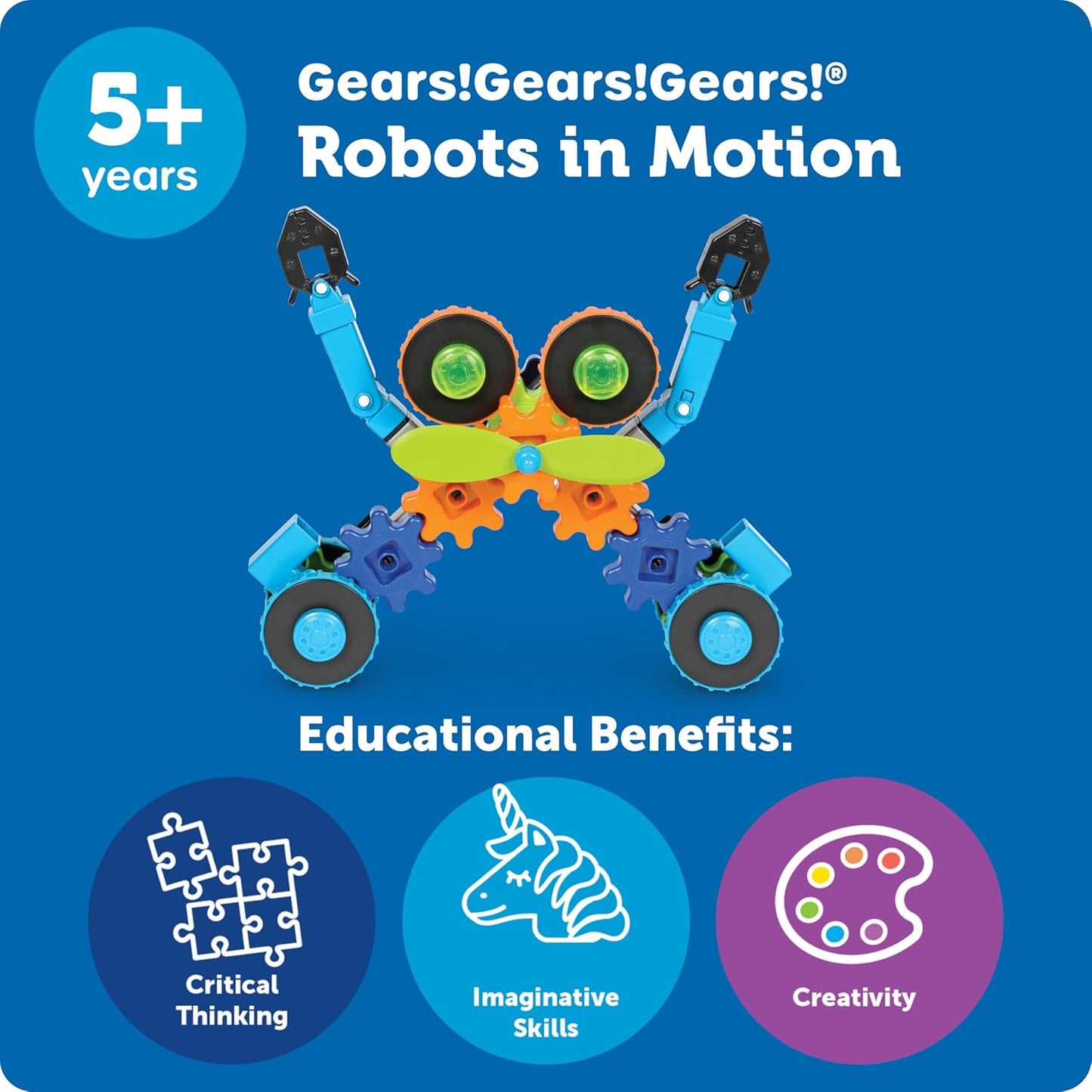 Learning Resources Gears Gears Gears Robots In Motion - Building Toys, STEM Activities, Fine Motor Skills, Toddler Construction Explorer Kit, Kindergarten Science, Boys and Girls Gifts