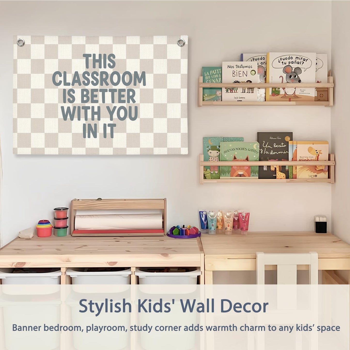 Boho Classroom Decor,Classroom Must Haves, Welcome Sign Canvas Banner Wall Hanging Banner Flag, Positive Affirmations Back To School This Classroom Is Better With You In It 30x20 inchs