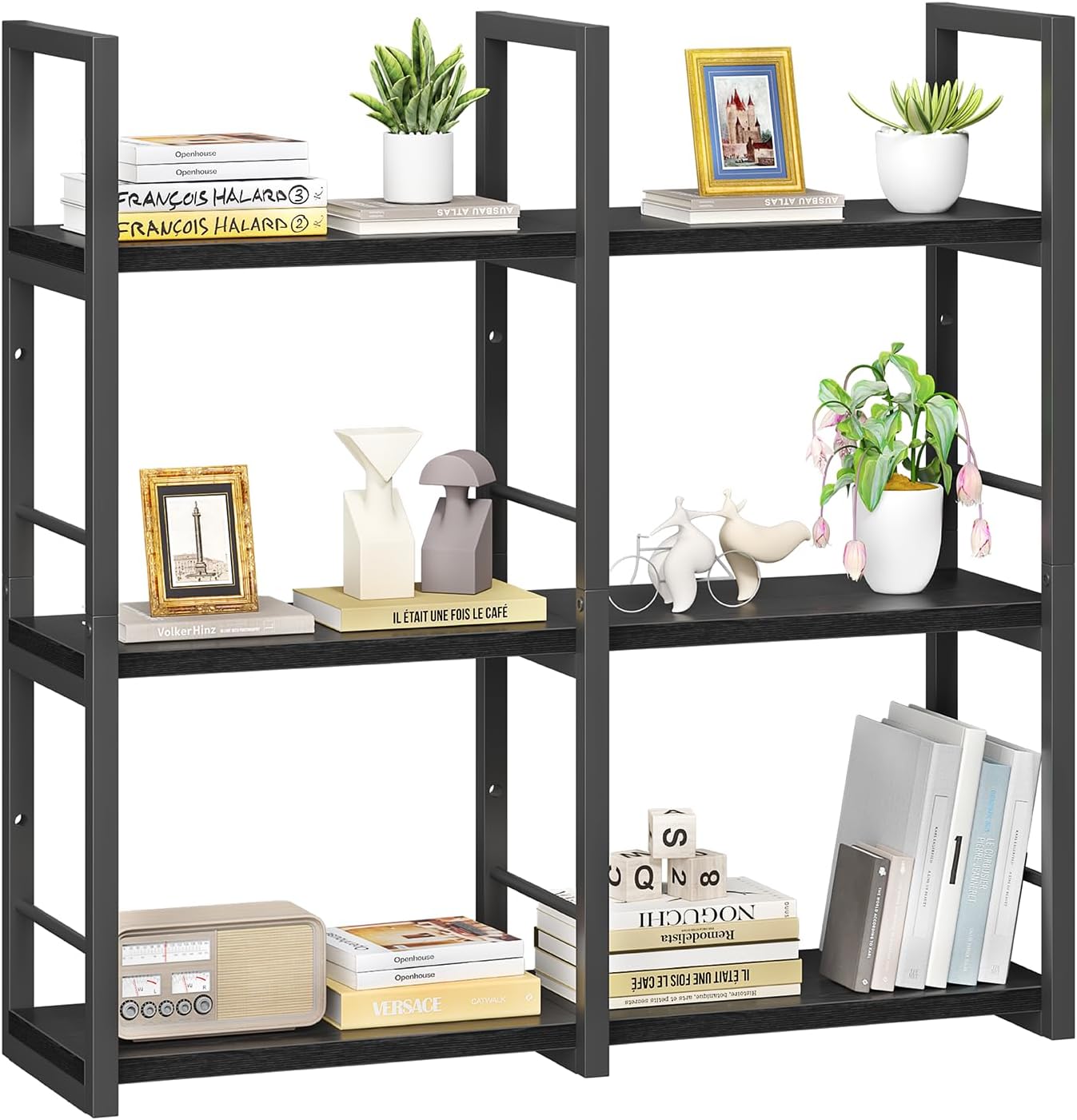 Wall Shelves, 31.5 Inch Floating Shelves for Books and Home Decor, Large Wood Wall Mounted Shelves for Office Bedroom Laundry Bathroom Corner, Black
