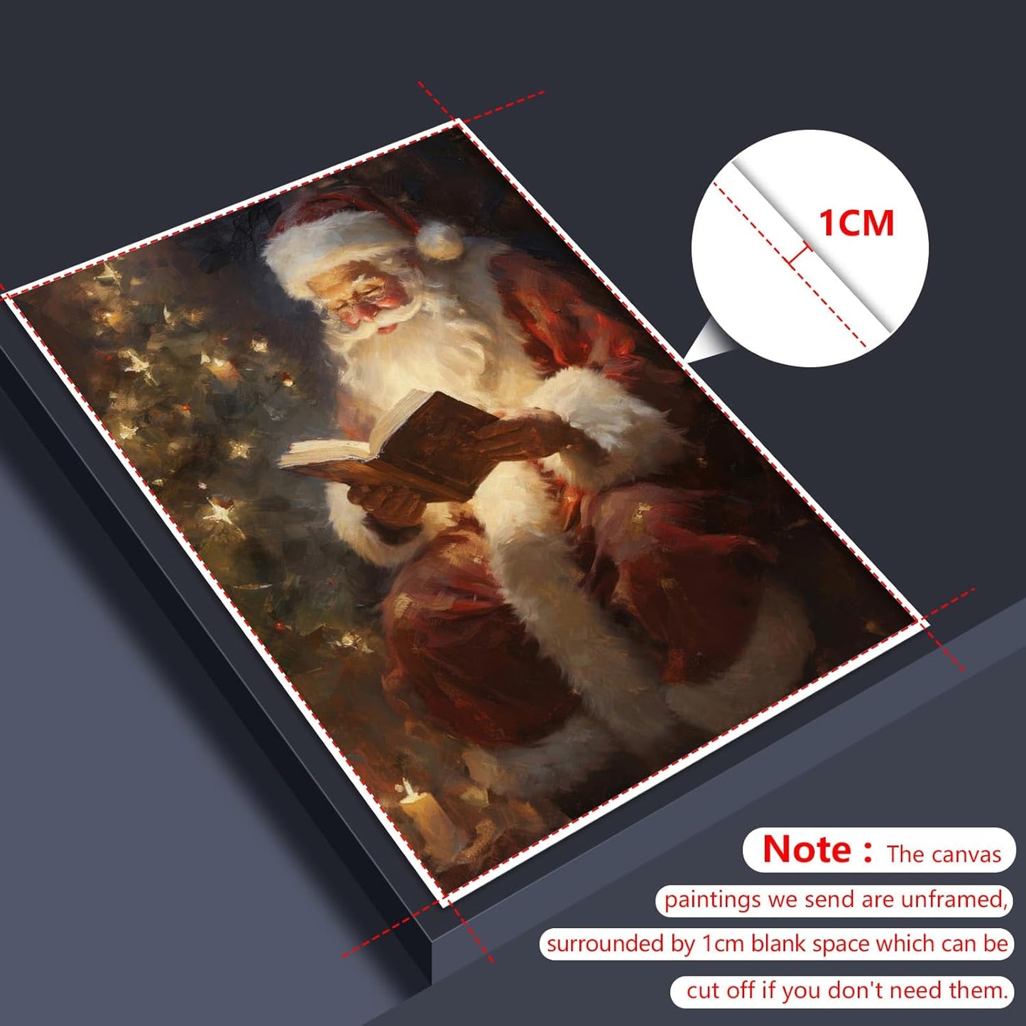 Wodkodnxy Vintage Christmas Canvas Wall Art, Santa Claus Reading Book Pictures for Wall Decor, Christmas Poster Santa Picture, Xmas Wall Decorations 16x24in Unframed