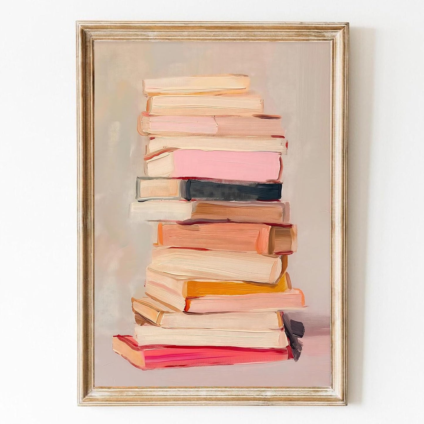 Books Canvas Wall Art Aesthetic Book Posters Bookish Prints Pink Watercolor Abstract Book Poster Reading Books Lovers Pictures Pink Preppy Book Art Inspirational Educational Posters 16x24inch No Frame
