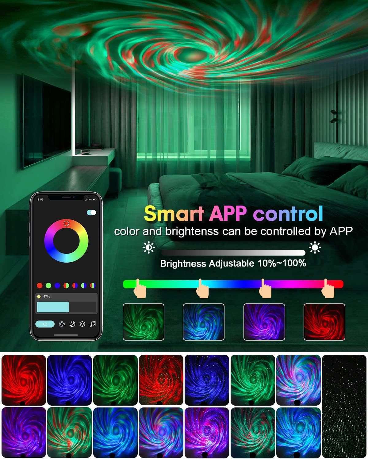 Star Projector Galaxy Light, Galaxy Projector for Bedroom with APP Remote Control, Timer - Night Light Projector for Kid Adult Aurora Light Projector Decorations Wedding Club Decor