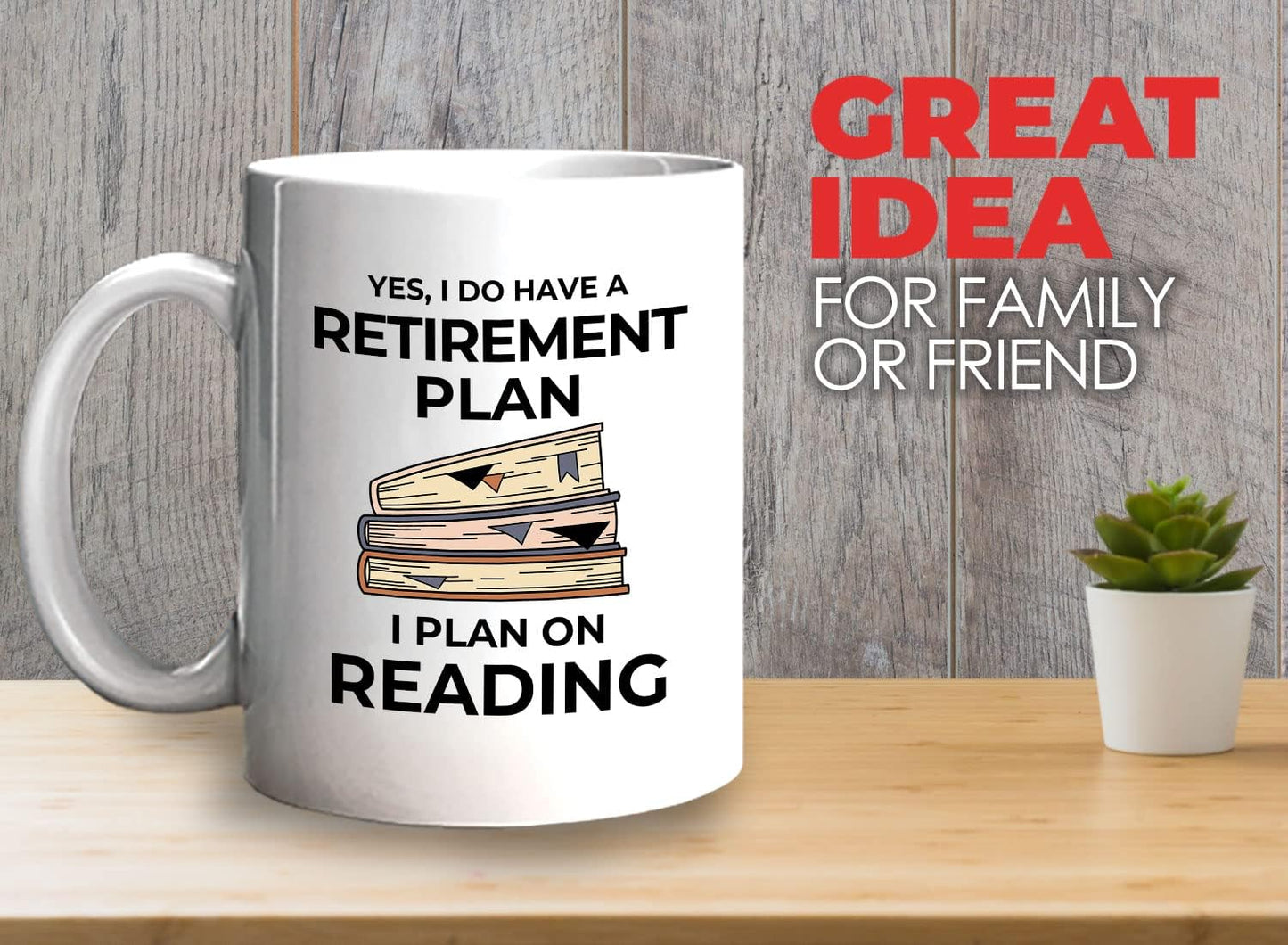 Bubble Hugs Book Lover Coffee Mug 11oz White - Retirement Plan Reading - Reading Retired Coworker Employee Retirement Reader Stack of Books Book Lover Bookish Novelist Librarian Writer