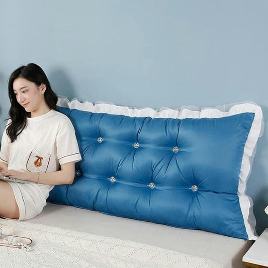 Rectangular Headboard Pillow, Daybed Removable Washable White Lace Twin Reading Support Pillows Upholstered Bedside Cushion Bed Rest Pillows(Red,150 * 50 * 15cm)
