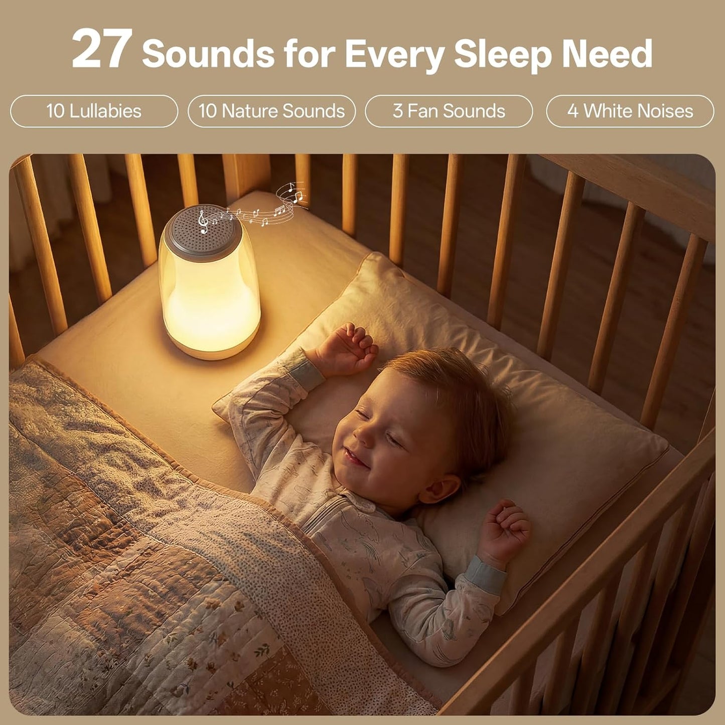 Hotmoon Sound Machine Baby Night Light, Lullight White Noise Sound Machine Remote/Touch Control, Timer, Toddler Sleep Trainer 27 Soothing Sounds for Kids Nursery Sleeping Breastfeeding Lullaby Bedroom