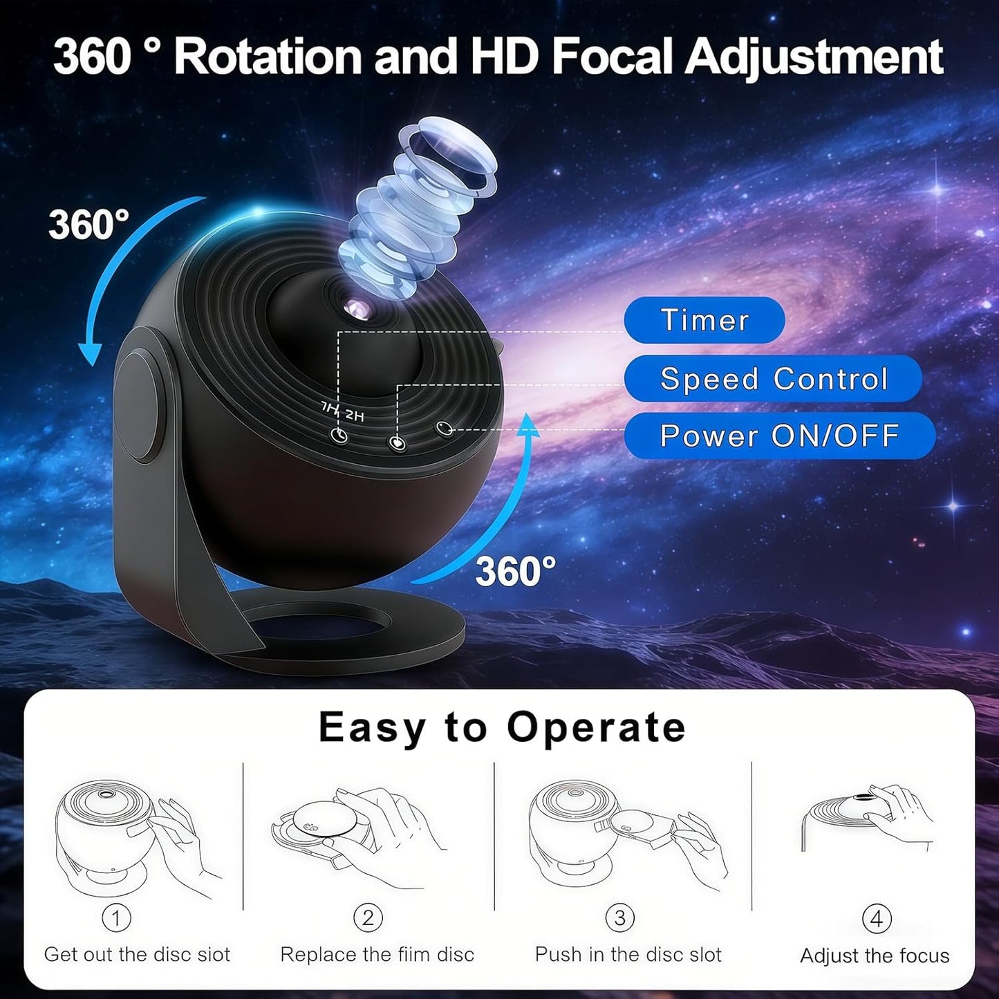 Planetarium Projector-13 in 1 Star Projector Galaxy Light，LED Space Galaxy Lamp Ceiling Projector Room Decor for Adults Kids (Black)