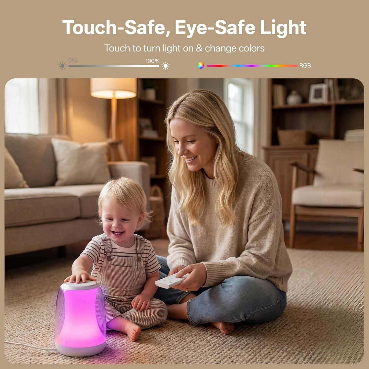 Hotmoon Sound Machine Baby Night Light, Lullight White Noise Sound Machine Remote/Touch Control, Timer, Toddler Sleep Trainer 27 Soothing Sounds for Kids Nursery Sleeping Breastfeeding Lullaby Bedroom
