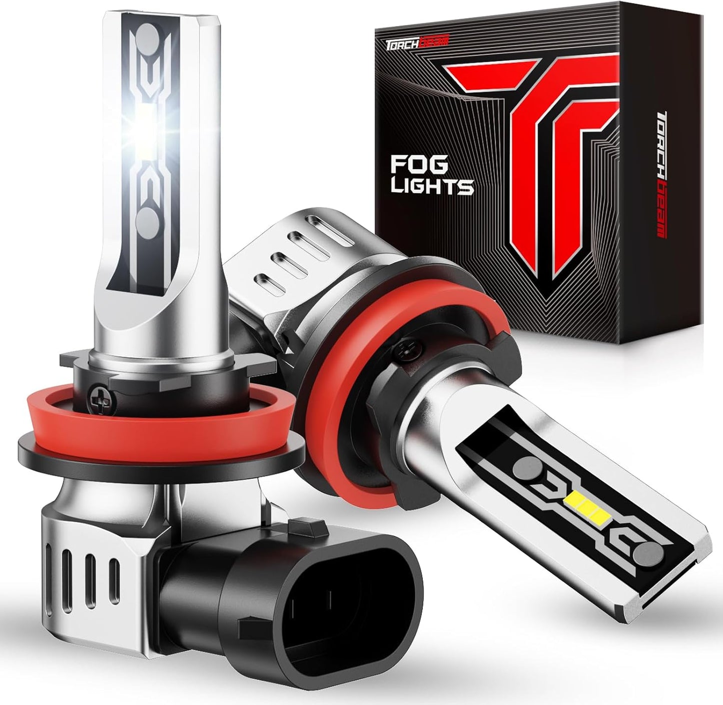 Torchbeam H11/H16/H8 LED Fog Light Bulb, 12000 Lumen Upgrade,600% Brightness H11 LED Fog Lights, 1:1 Replacement For Cars,Trucks,and SUVs,3-Minute Quick Installation,Pack of 2