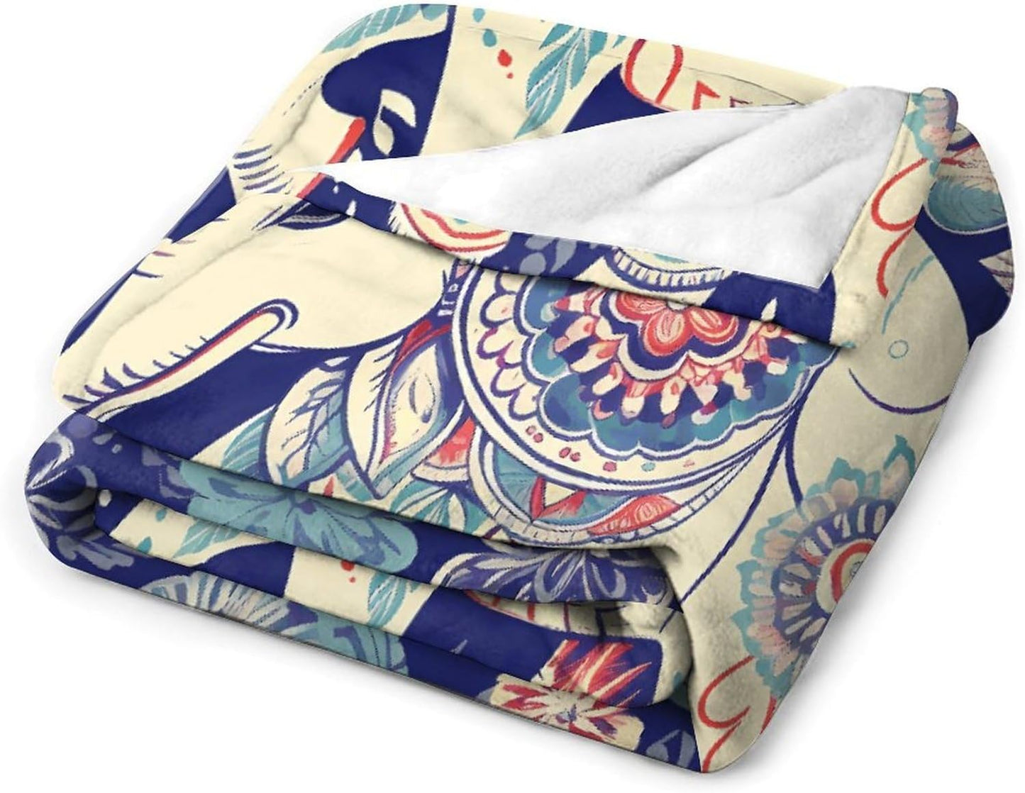 Boho Elephant Blanket Chunky Fluffy Fuzzy Bed Blankets Cozy Soft Warm Winter Blankets Anti-Pilling Flannel Throw Blanket for Couch Living Room Bedroom Multiple Size