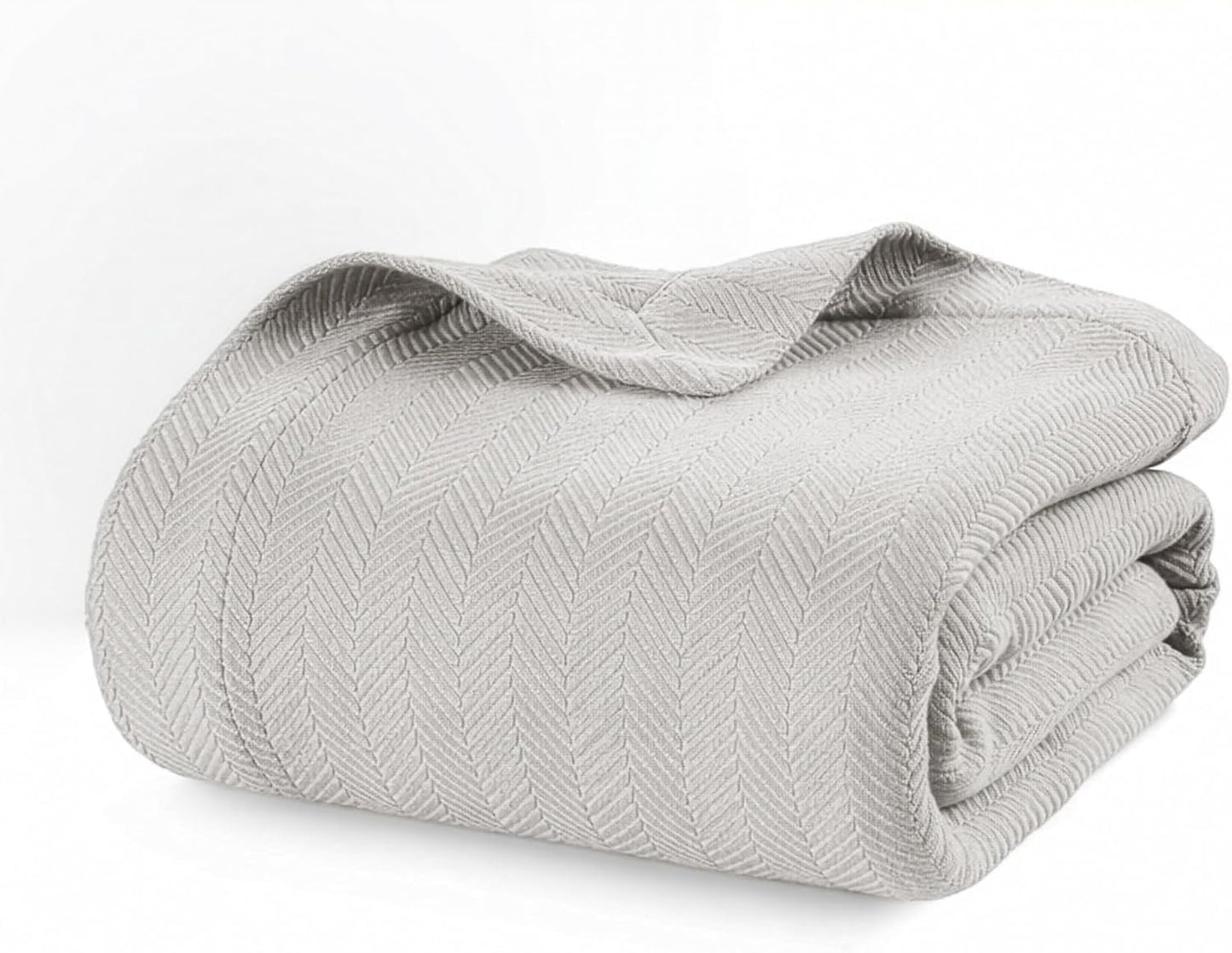 LANE LINEN Blankets King Size 100% Cotton Bed Blanket - Oversized, Soft & Thick Blanket for Year-Round Use (90"x108") - Perfect for Reading in Bed, Watching TV, Afternoon Naps & Relaxing - Silver