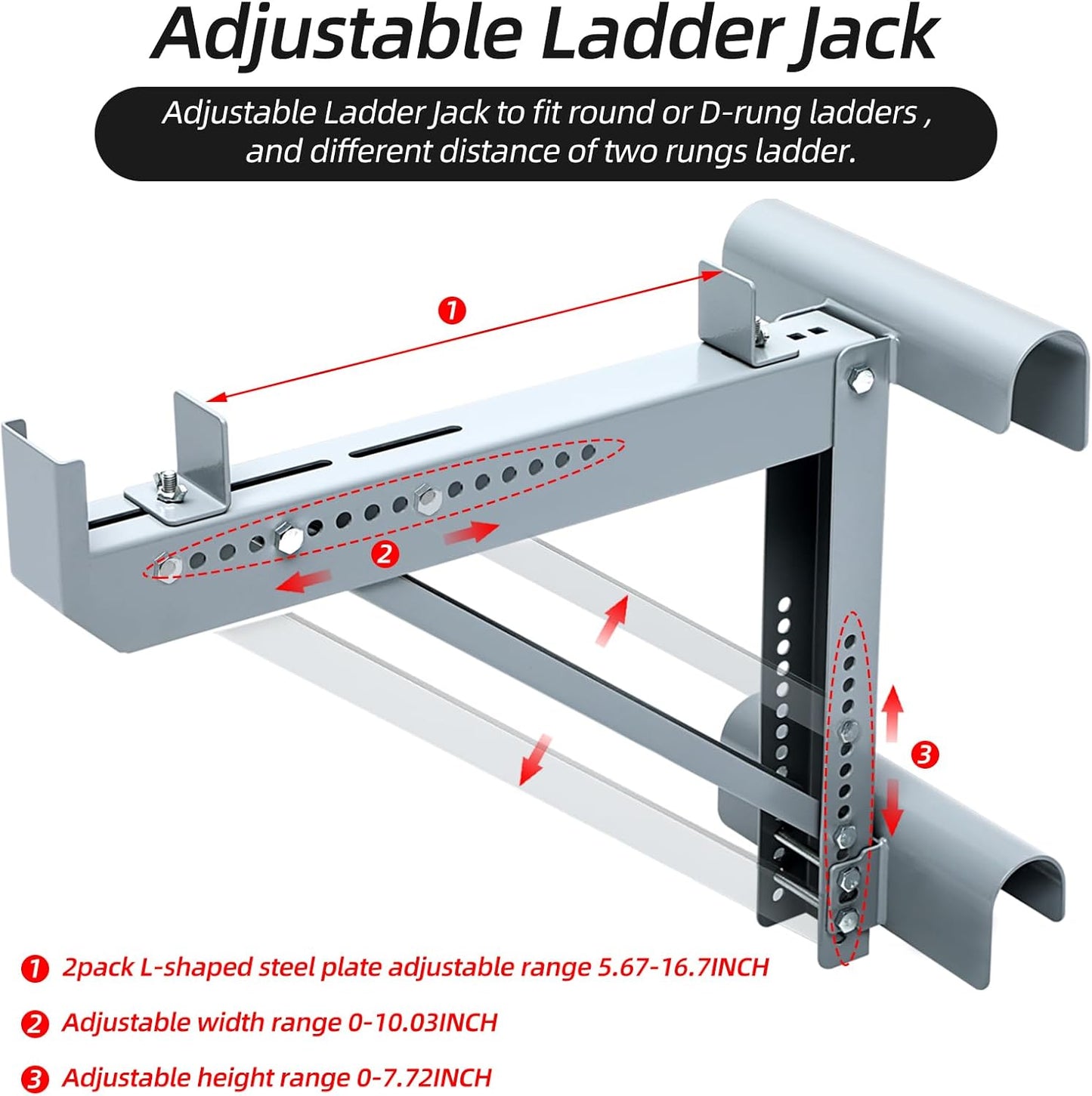 Ladder Jacks,Short Body Ladder Jacks-2Pack, Siliver