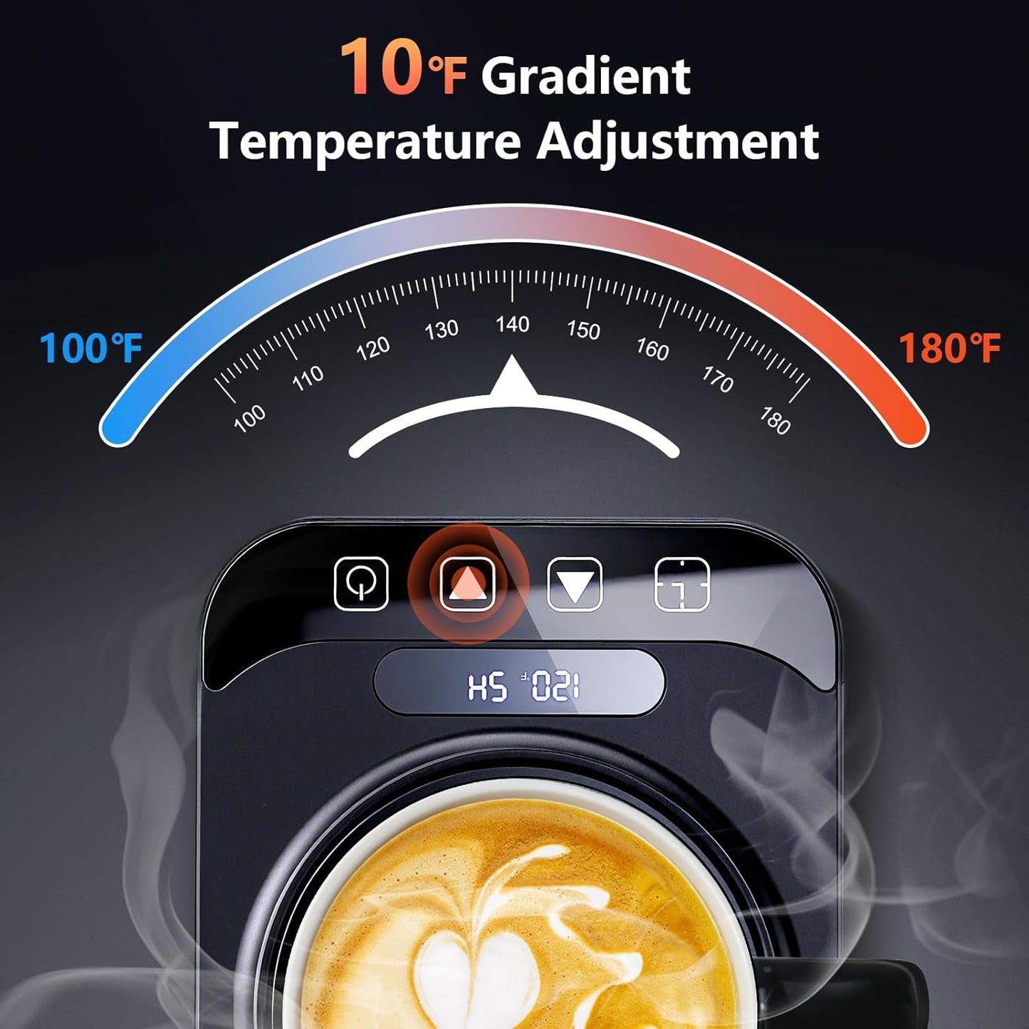 Coffee Mug Warmer Set for Gift: 36W Electric Smart Coffee Cup Warmer with 12 Mode Timer for Desk, Black 9 Mode Temperature Control Display Coffee Warmer Set Gift for Women Mom Men Coffee Lover, 14oz