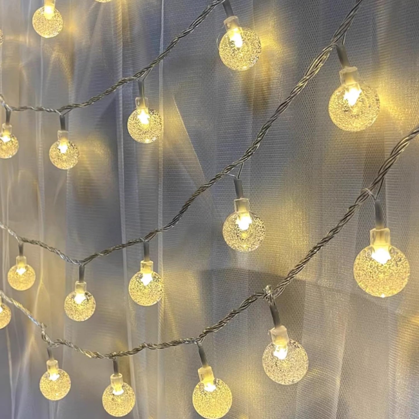 Bubble Globe String Lights USB Powered, 19.6 FT 40 LEDs 8 Modes Waterproof Hanging Crystal Ball Fairy Lights Remote for Indoor Bedroom Patio Party Decorations, Warm White