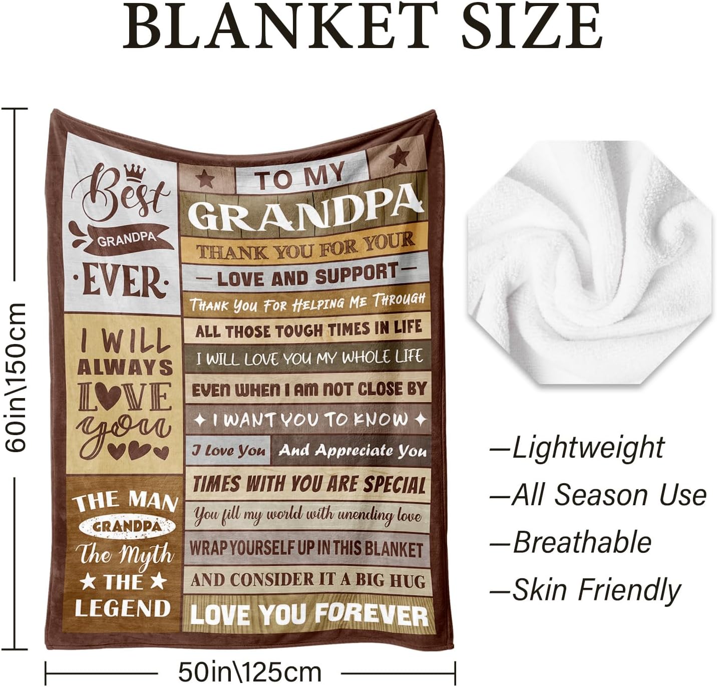 Grandpa Gifts - Birthday Gifts for Grandpa - Best Grandfather Gift from Grandkids Granddaughter Grandson - Great Grandfather Ideas - Throw Blanket 50" x 60"